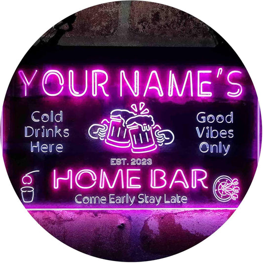 ADVPRO Personalized Your Name Custom Home Bar Beer Established Year Dual Color LED Neon Sign White & Purple 12 x 8.5 Inches st6s32-p1-tm-wp