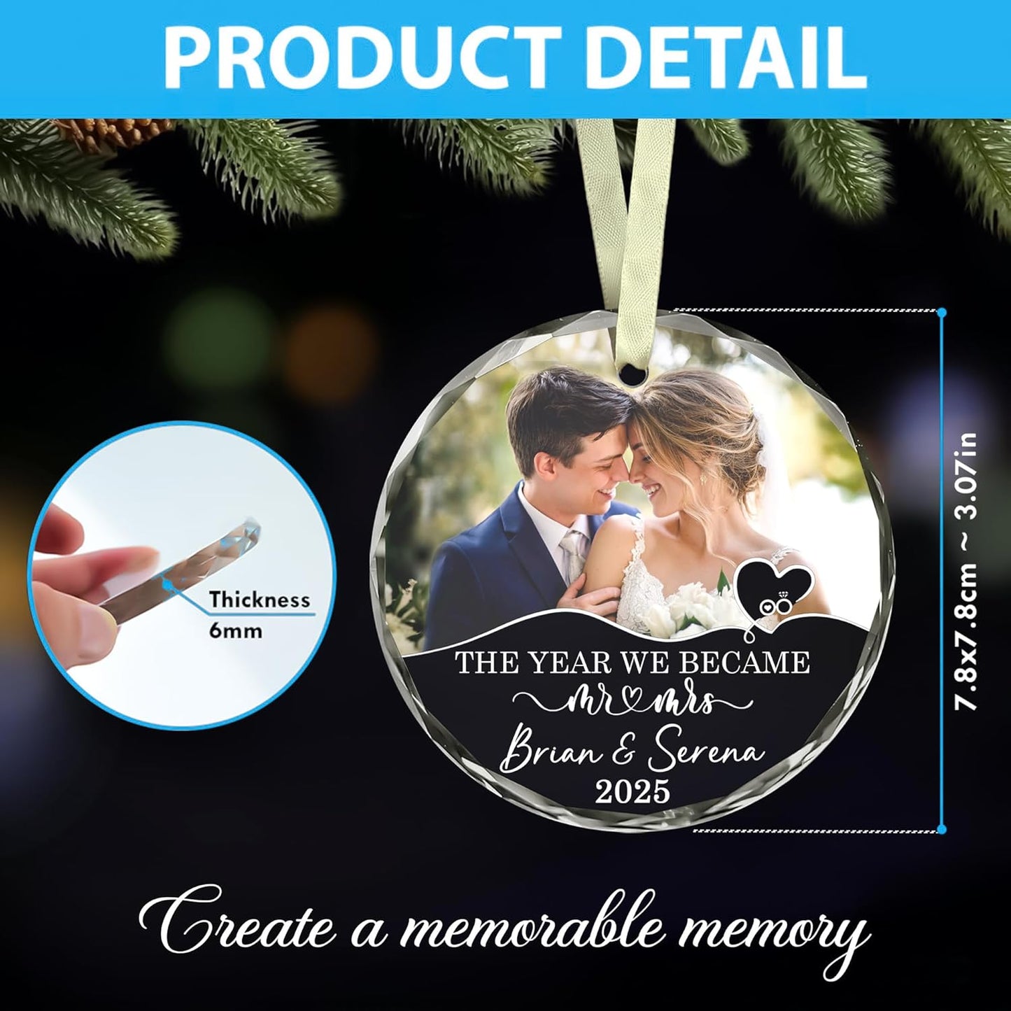 Personalized Our First Christmas As Mr Mrs Christmas Ornament - Wedding Gifts For Couples Married - Mr and Mrs Gifts for Bride Newly Wed - Just Married Decorations Bridal Shower Ornaments