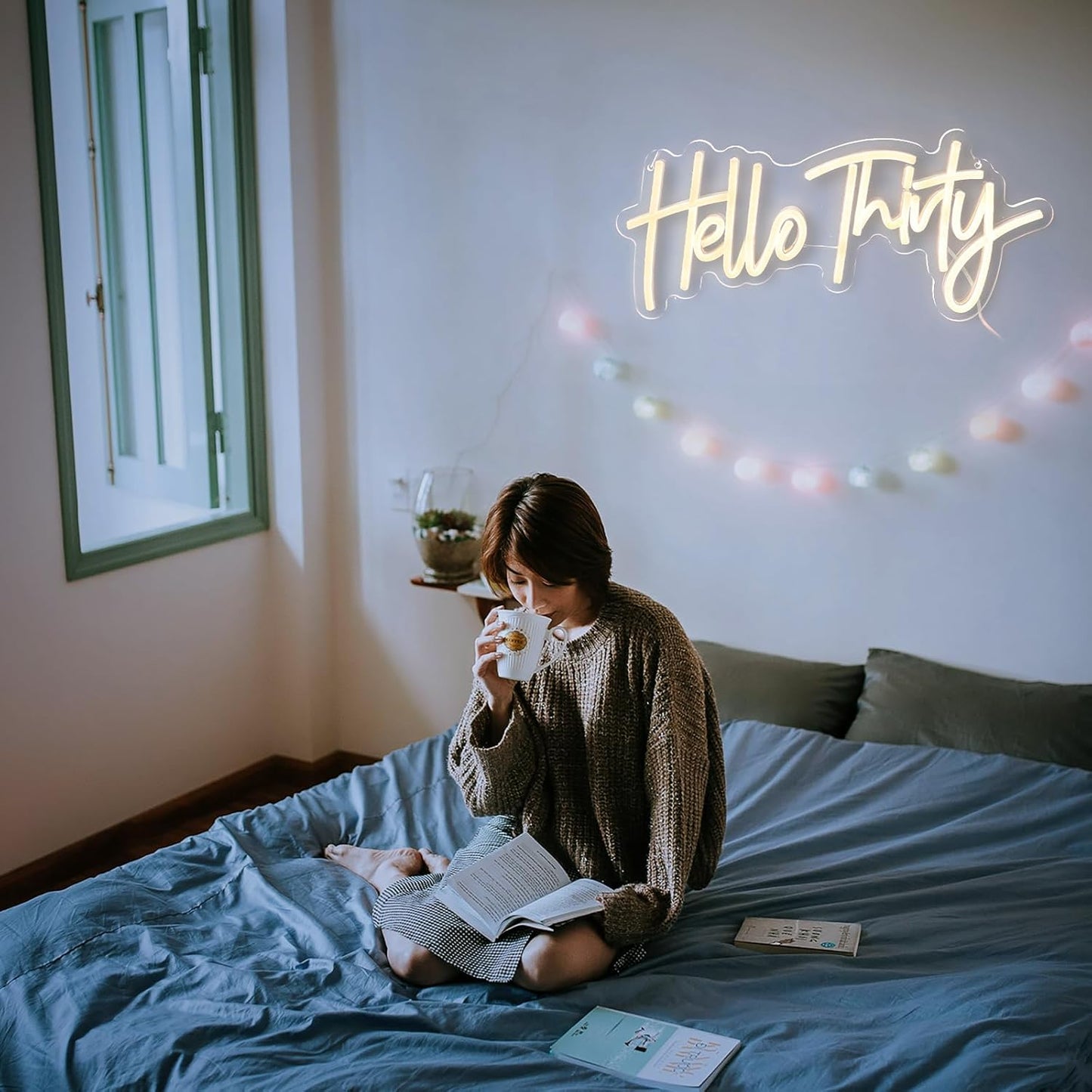 Warm White Hello Thirty Neon Sign 30th Birthday Party Neon Sign For Wall 30th Birthday Photo Background Neon Lights Neon Sign For Bedroom Living Room Dorm Office Decor