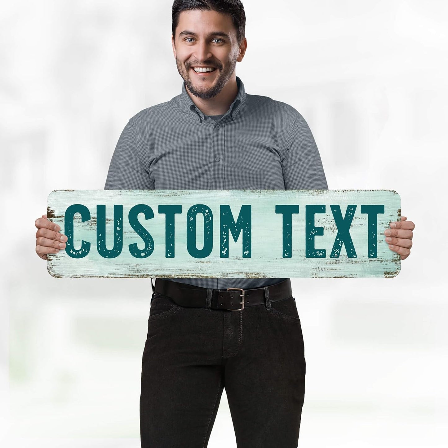 Custom Sign, Custom Street Sign, 11 Font Colors, 13 Font Styles, 4 Hole Options, 22 Sizes, 8x32 Inches, Rust Free DiBound, Fade Resistant, Made in USA by My Sign Center (Shabby Chic)