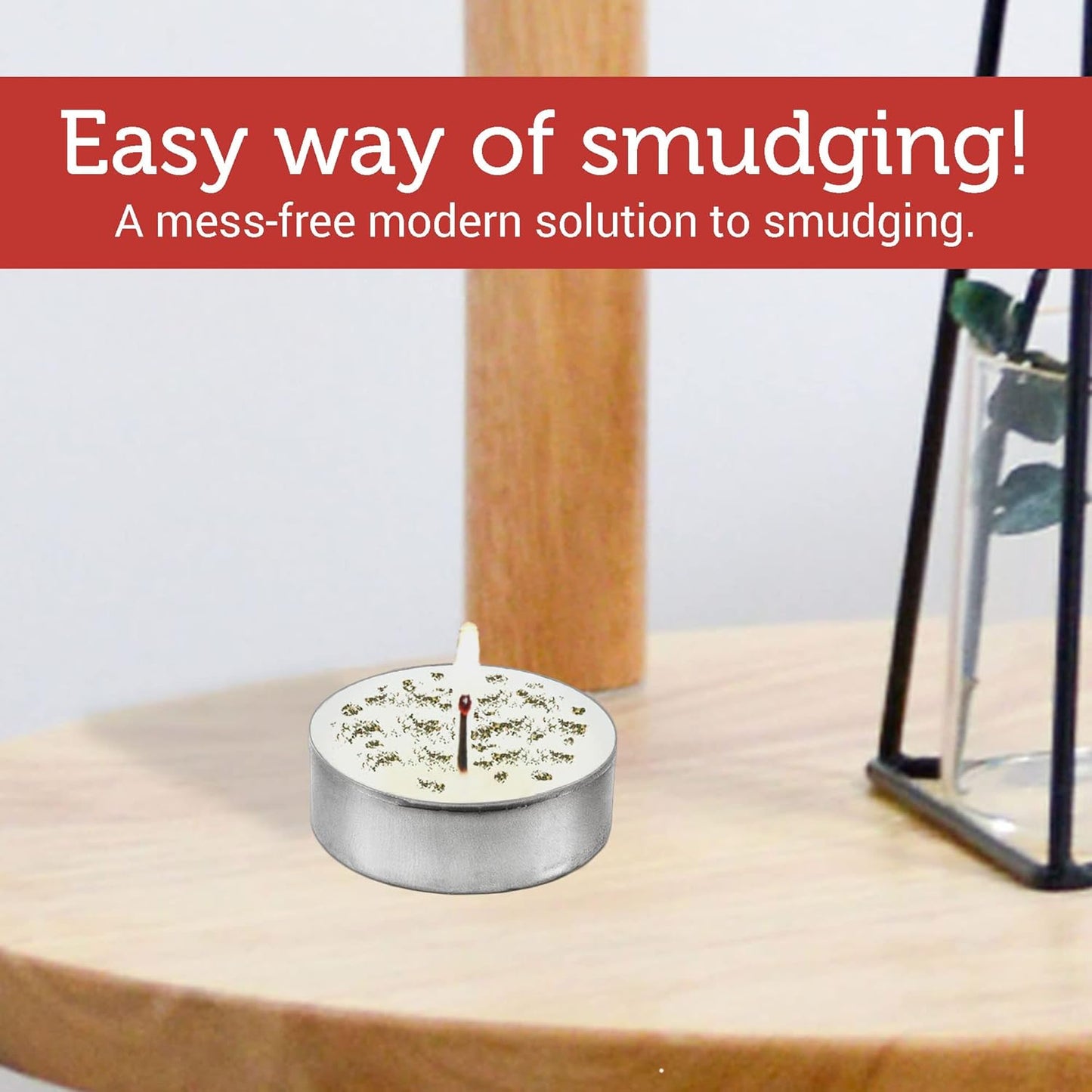 SOUL STICKS 12 Pack Little Smudgies Tealight Candles Smudge Candle for Cleansing House, Meditation, Chakra Healing | Made with Crystals and Herbs (White Sage & Dragon's Blood)