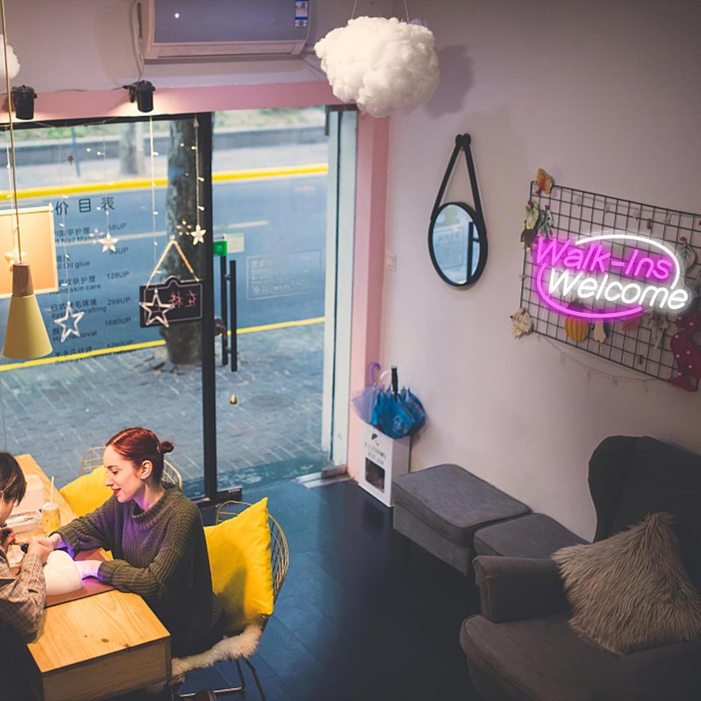 Walk-Ins Welcome Neon Sign, Neon Sign For Wall Decor, Pink + White Led Signs Usb Powered, Living Game Room Decor, For Bedroom Restaurant Bar Hotel Shop Party Birthday(16.5x9.4in)