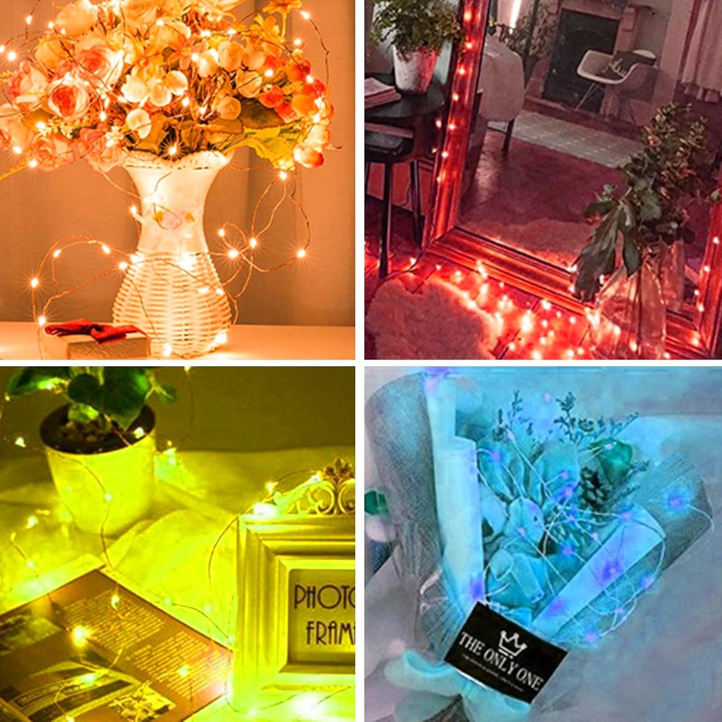 24 Pack LED Fairy Lights Battery Operated 7Ft 20Led Warm White Mini String Lights Waterproof Christmas Lights for Mason Jars Bedroom DIY Party Wedding Multi-Colored