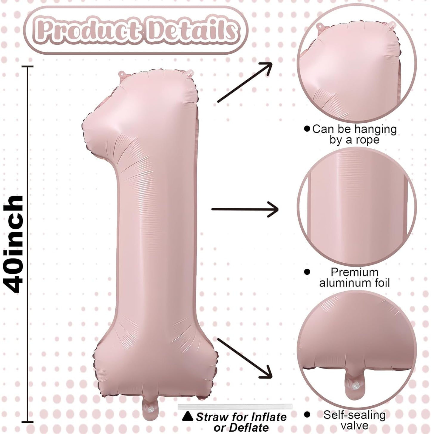 Pastel Pink 13 Balloons Numbers for Girls, 40'' Self Inflating Number 13 Balloon, Big Light Blush Pink Foil 1 & 3 Helium Balloon for Women Coquette 13th Birthday Party Anniversary Decoration Supplies