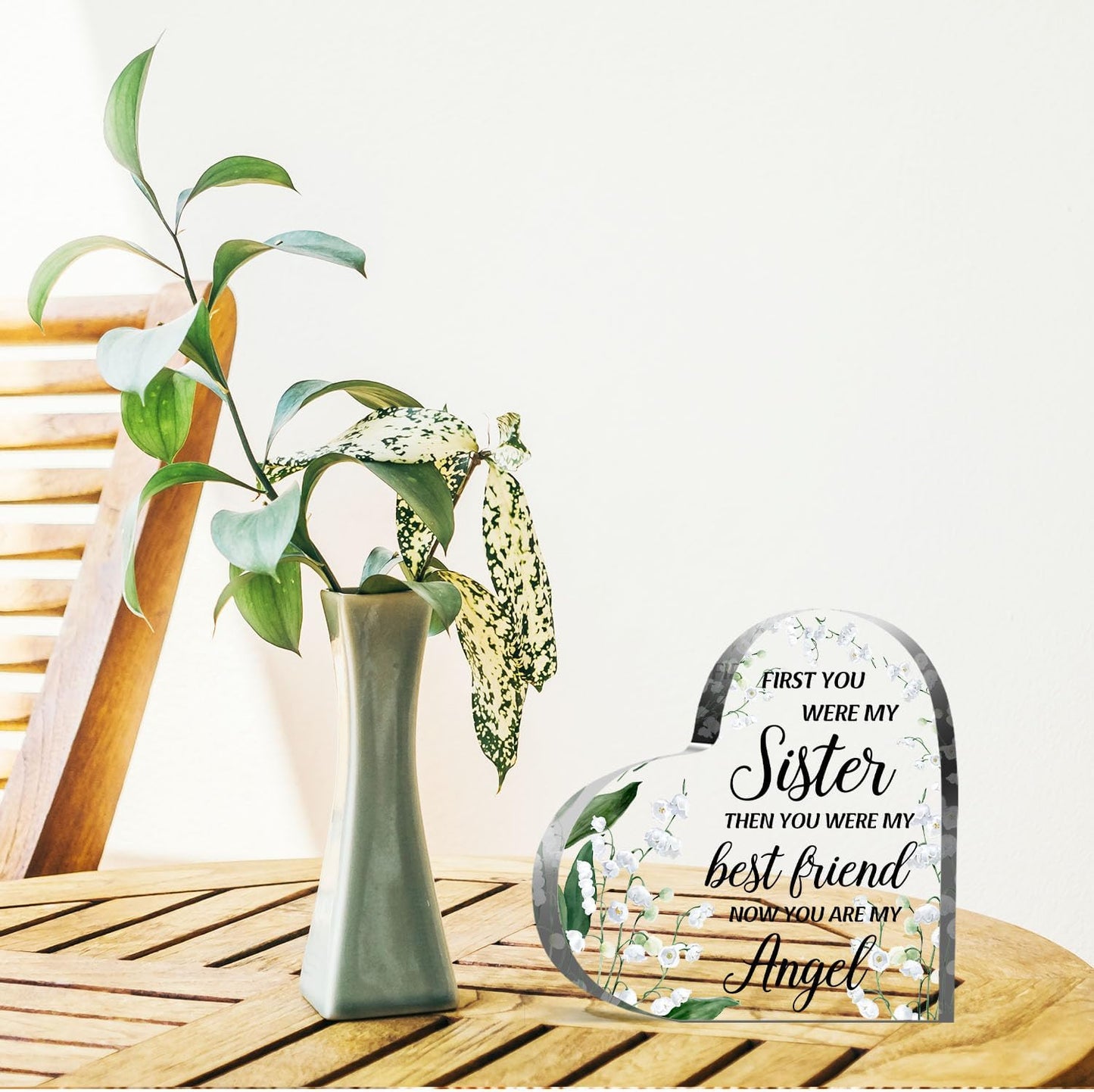 Sympathy Gifts for Loss of Sister, Memorial Gifts for Friends Female Women, In Memory of Sister Acrylic Heart Plaque, Funeral Remembrance Decor Ornament Sign, Bereavement Condolences Grief Gifts