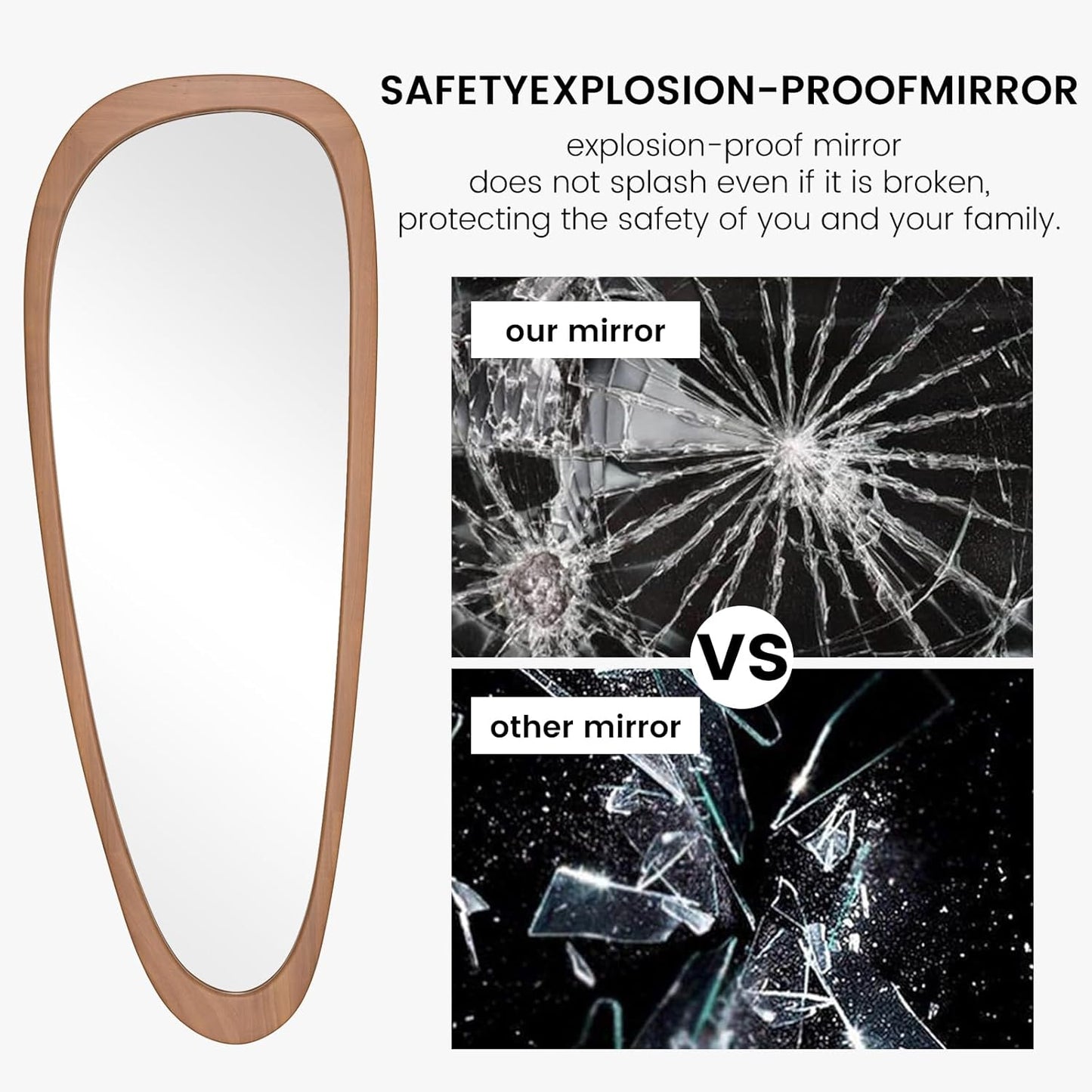 WallBeyond Asymmetrical Mirror, Irregular Mirror Full Length, Boho Wall Mirrors Decorative for Bedroom Living Room Entryway Hall, Mid Century Modern Decor 60" H x 22" W