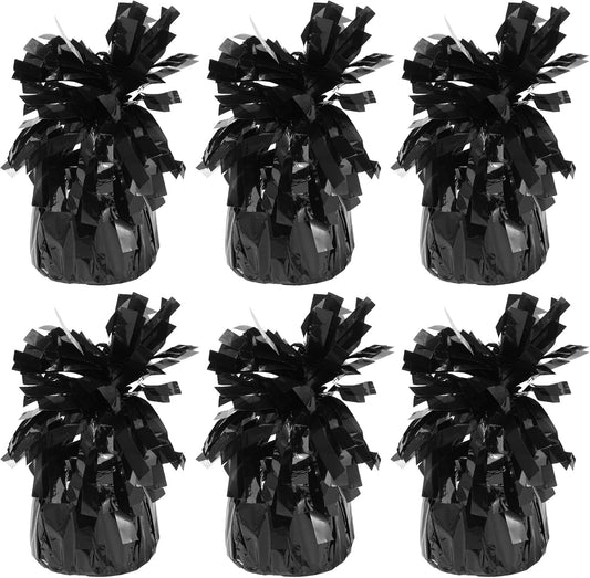 6 Pack Black Balloon Weights Metallic Holder Anchors Balloon Holder Weights for for Birthday 2025 Graduation Party Christmas Wedding Celebration Decoration (Black)