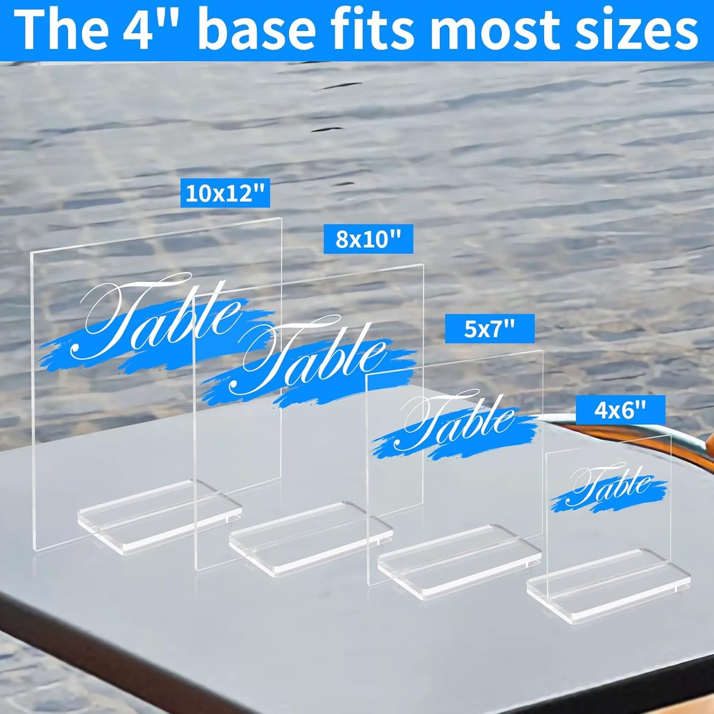 4" Clear Acrylic Sign Stand, 3mm Slots Wedding Table Number Holder, Angular Smooth Acrylic Place Card Holder, Suitable for Wedding, Exhibition, Party, Hotel (12 Pack)
