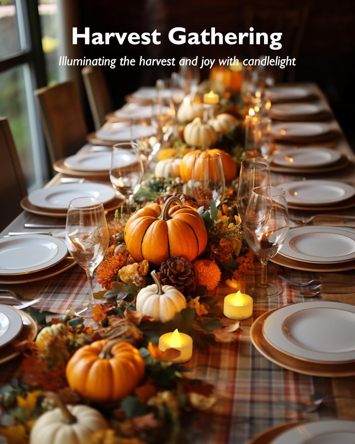 Homemory 50-Pack Flameless LED Tea Lights Candles Battery Operated, 200+Hour Fake Electric Candles TeaLights for Votive, Halloween, Ofrenda, Diya, Wedding Centerpiece Table Decor, Funeral, Christmas