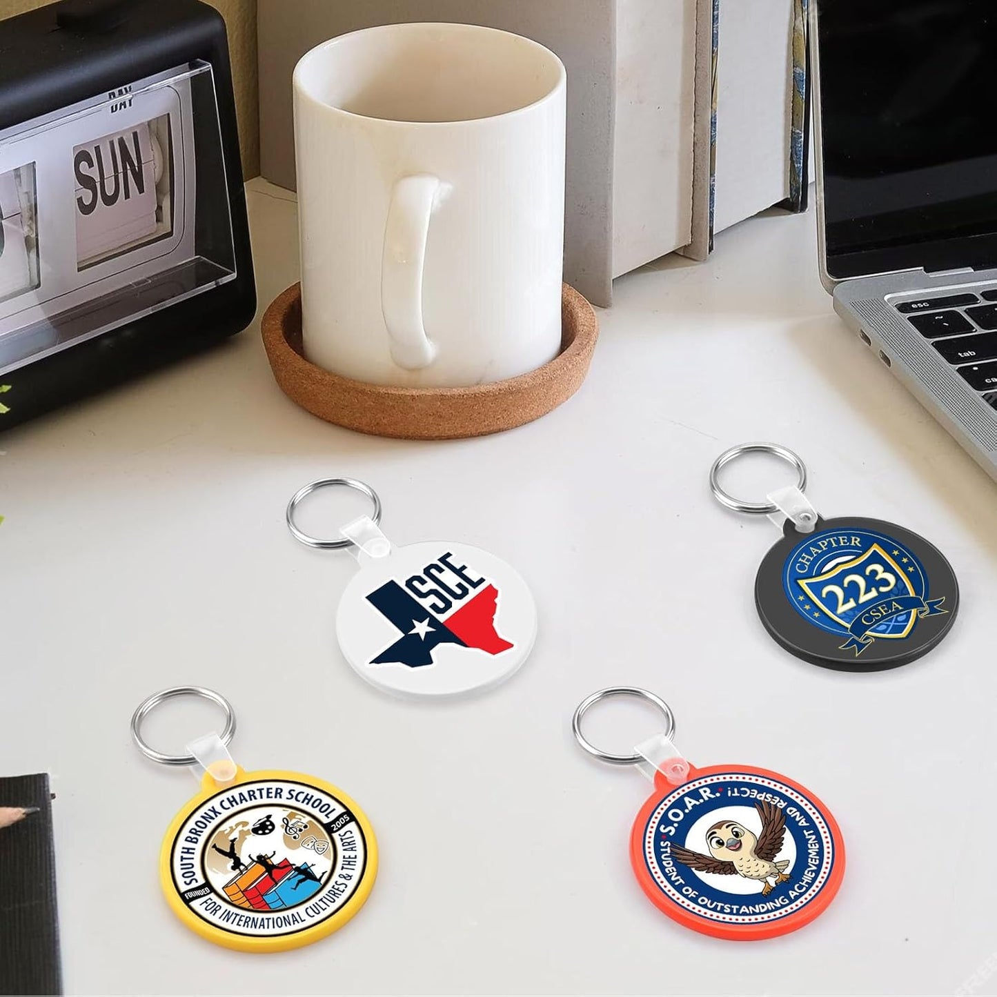 Custom Round Soft Keychains 50 Pack, Personalized Logo, Text Bulk - Perfect for Tradeshows, Party Favors, Events - Customizable Key Tags