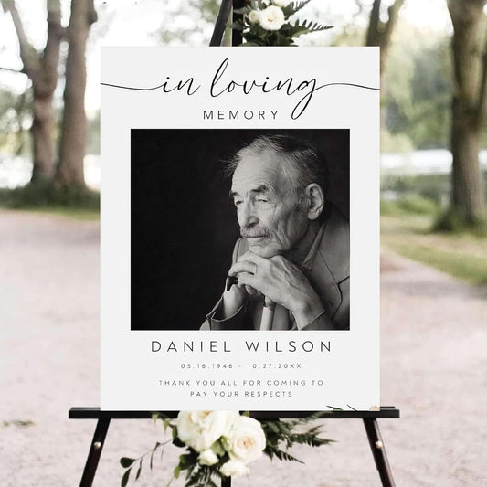 Personalized Funeral Welcome Signs, Celebration Of Life Yard Sign, Celebration Of Life Decoration, Custom Memorial Signs, Minimalist Celebrate of Lifes Sign With Photo, Memory Signage For Funerals #13