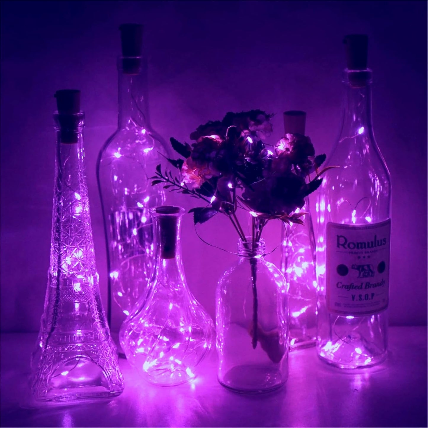 Wine Bottle Lights with Cork, Battery Operated 20 LED Cork Shape Silver Wire Colorful Fairy Mini String Lights(No Bottles) for DIY, Party, Decor, Christmas, Halloween,Wedding (3, Purple)