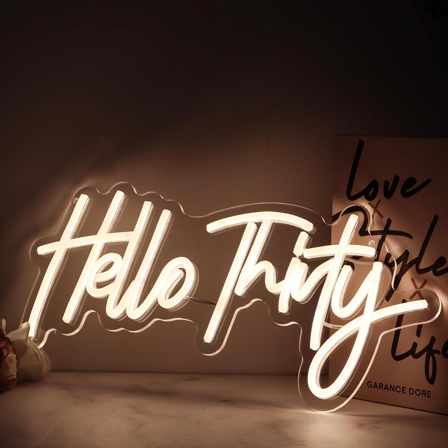 Warm White Hello Thirty Neon Sign 30th Birthday Party Neon Sign For Wall 30th Birthday Photo Background Neon Lights Neon Sign For Bedroom Living Room Dorm Office Decor