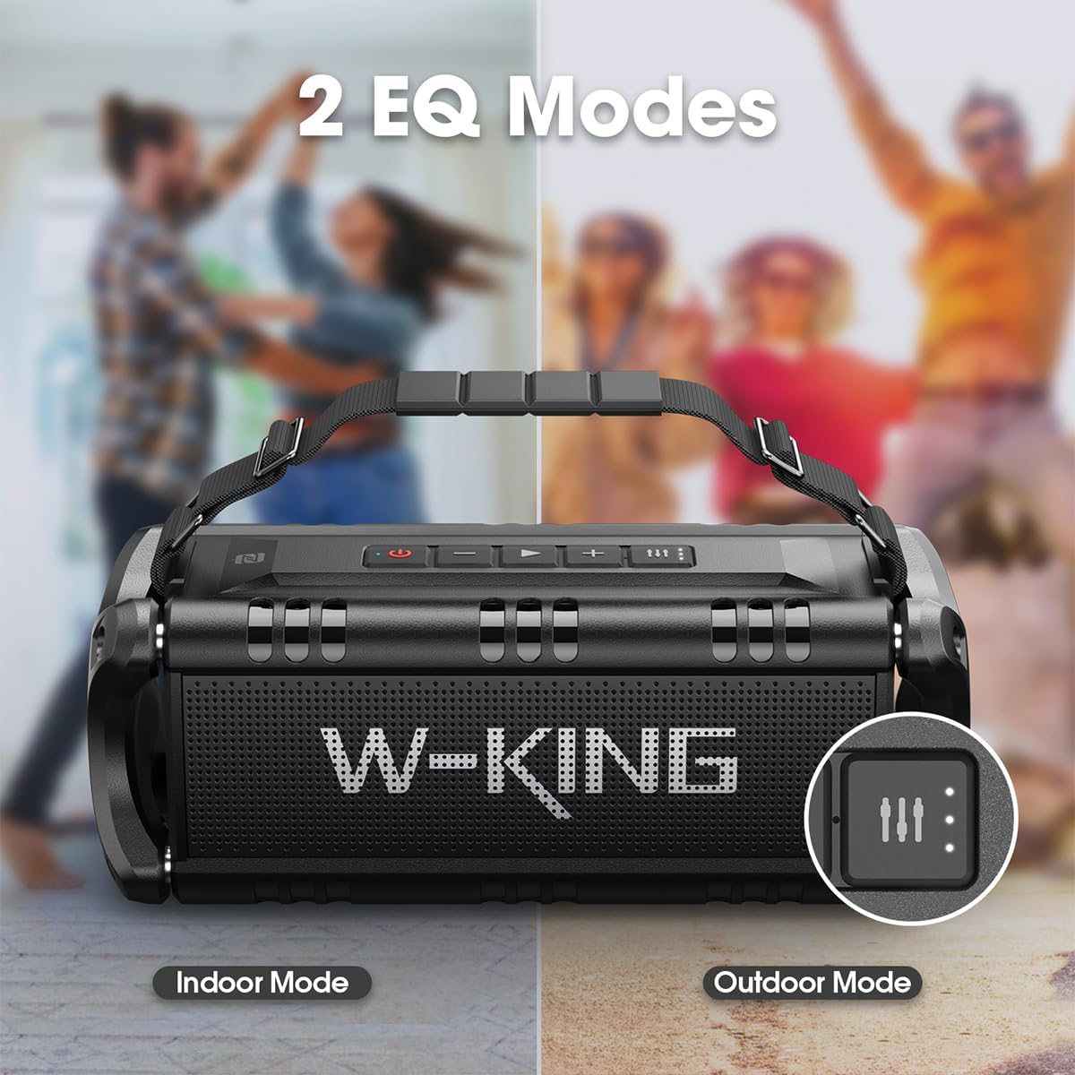 W-KING Bluetooth Speaker, 90W Max Portable Outdoor Speaker Loud, IPX6 Waterproof/50W Deep Bass Subwoofer/40H/EQ/Dual Pairing/TF/AUX, Large Boombox Speakers Bluetooth Wireless for Party/Beach/Jobside