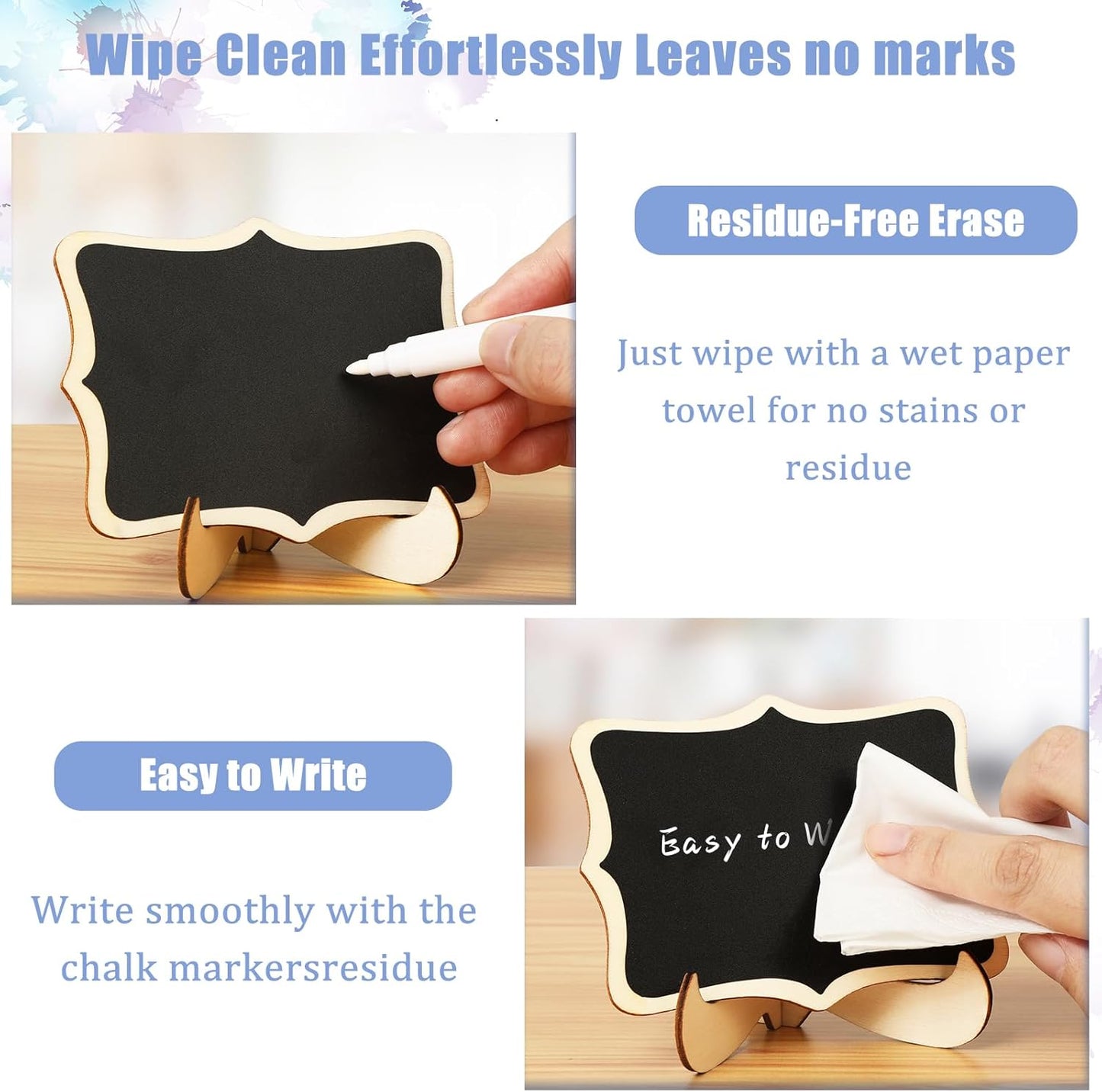 80 Pack Mini Chalkboard Signs with Easel Stand,Food Labels for Party Buffet with Two Pens,Suitable for Graduation Parties, Wedding Celebration Name/Place Cards, Restaurant Food Labels