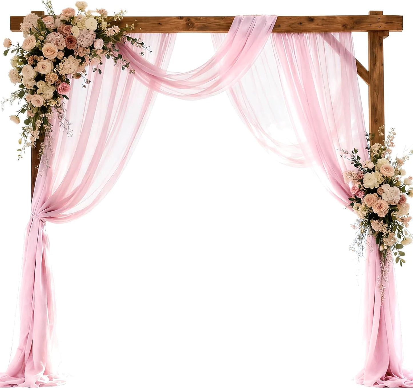 Wedding Arch Draping Fabric 29" x 18 FT Light Pink Sheer Chiffon Outdoor Curtain Drapes for Wedding Birthday Party Ceremony Decor(2 Panels, Light Pink)