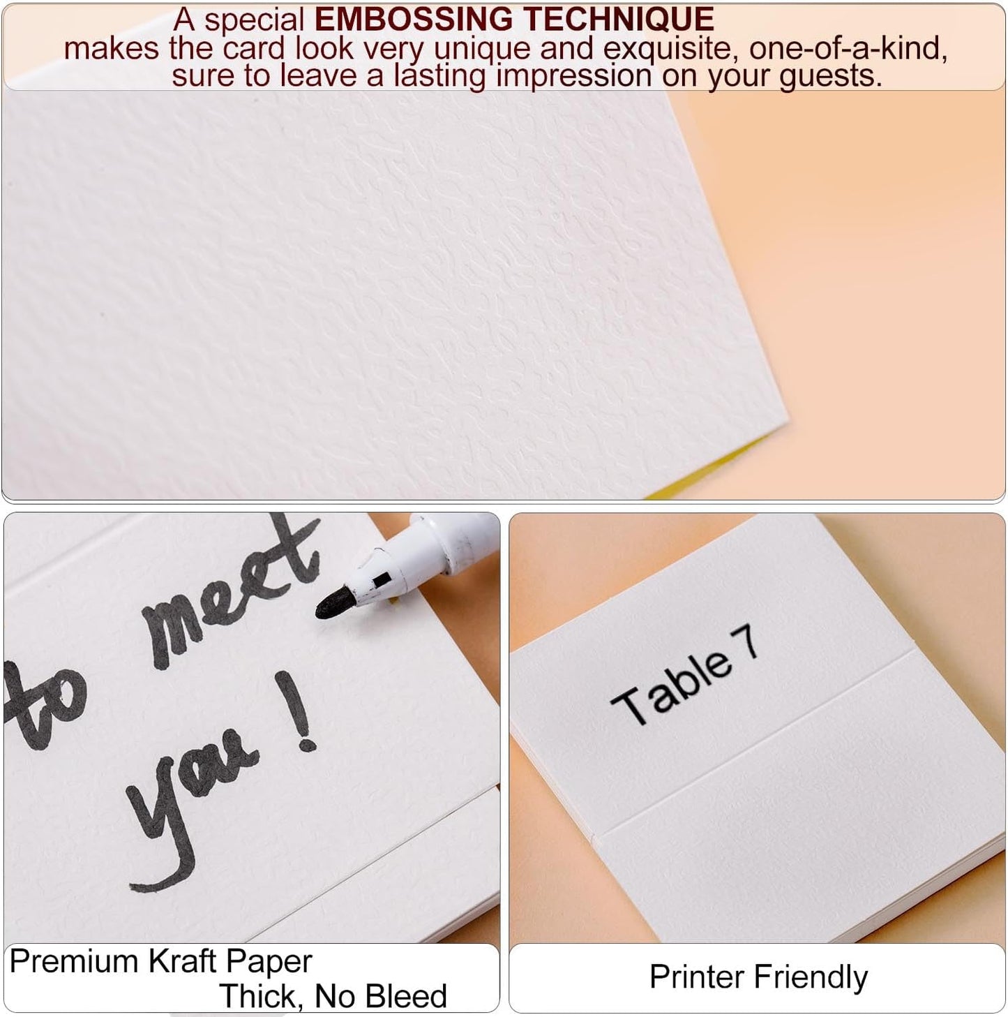 60 Pcs Premium Place Cards, 2x3.5in Small Tent Cards, Blank Fillable Banquet Seat Cards, Name Cards, Escort Cards, Table Cards, Wedding Place Cards for Wedding, Table, Dinner Parties