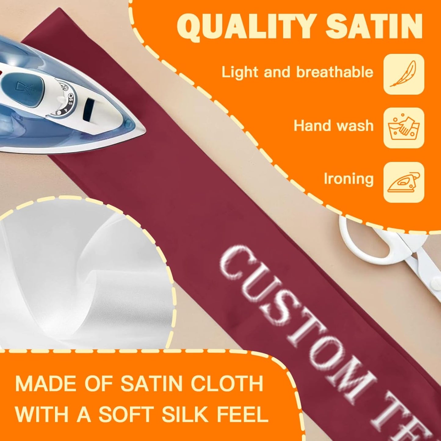 Custom Sash,Personalized Birthday Sash with Text Photo,Customized Bachelorette Sash Quote Sash Bride to Be Sash Color Optional (No decorative edge, Maroon)