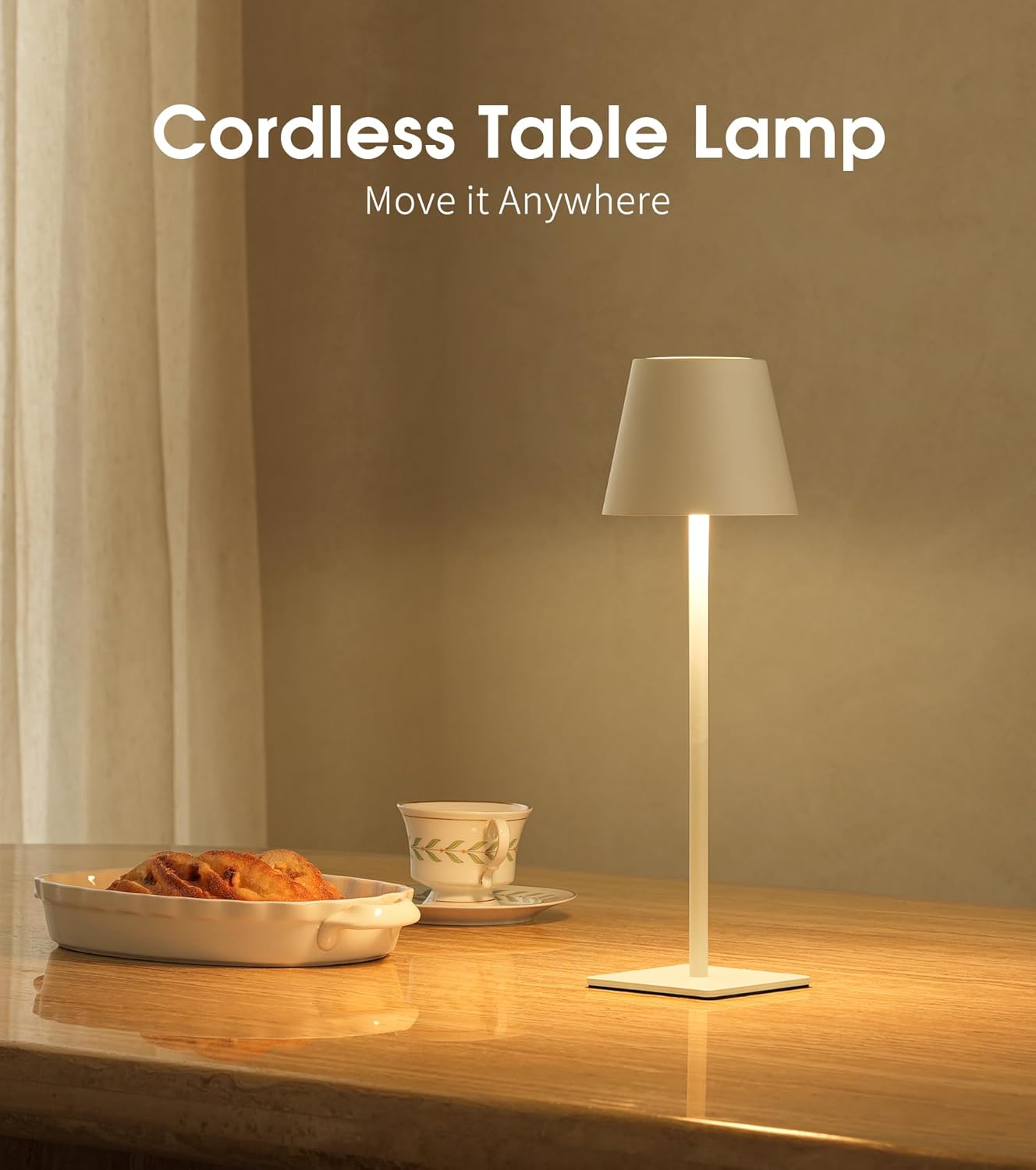 UME 3 Pack Cordless Table Lamp, Battery Operated Lamp - Portable Waterproof Rechargeable Table Lamp w/ 3 Color Temps & Stepless Dimming for Dinner, Desk, Cafe, Outdoor (White)