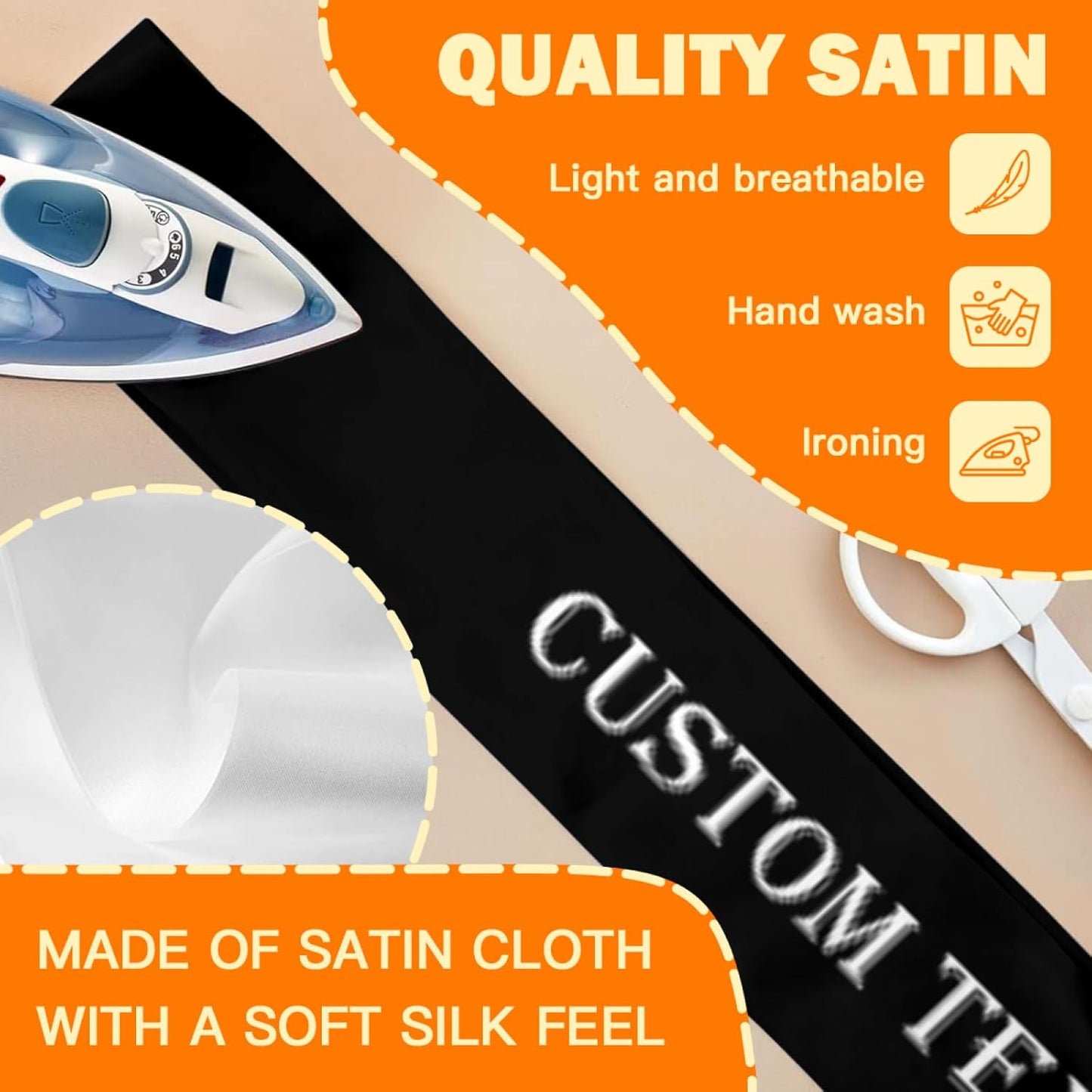 Custom Sash,Personalized Birthday Sash with Text Photo,Customized Bachelorette Sash Quote Sash Bride to Be Sash Color Optional (No decorative edge, Black)