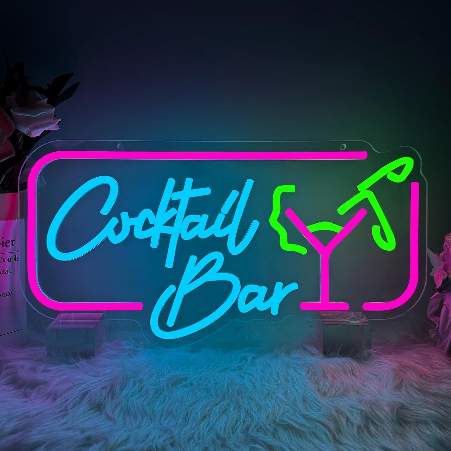 Cocktail Bar Neon Sign, Cocktail Vintage LED Neon Light Signs for Wall Decor Dimmable Led Light Up Sign for Home Beer Bar Pub Night Club Party Man Cave Decoration Gift USB Powered(16.9"*8.7")