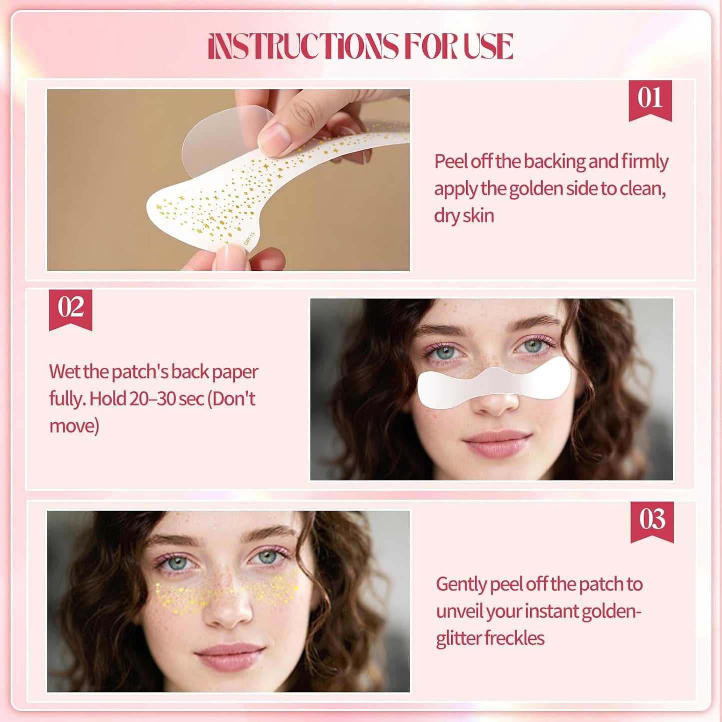 Gold Glitter Freckles Face Tattoo, 15 Pcs Waterproof Gold Sparkle Freckle Temporary Tattoo, Freckles Face Tattoo Long Lasting Festive Glitter, Face Glitter Self Adhesive for Women Girls