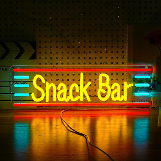 Snack Bar Neon Sign Dimmable Bar Neon Light for Wall Decor USB Powered Led Business Shop Light Up Sign for Candy Cake Coffee Store Home Decor(16.1 * 4.9 In)