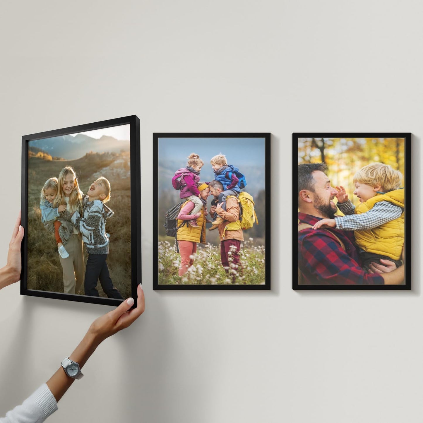 Mixtiles Official - Custom Photo Tiles - Personalized Printed Photos - Magnetic Wall Frames - Adhesive Sticker, No Nails - Various Sizes and Frames - large-set-Tile - Black Frame