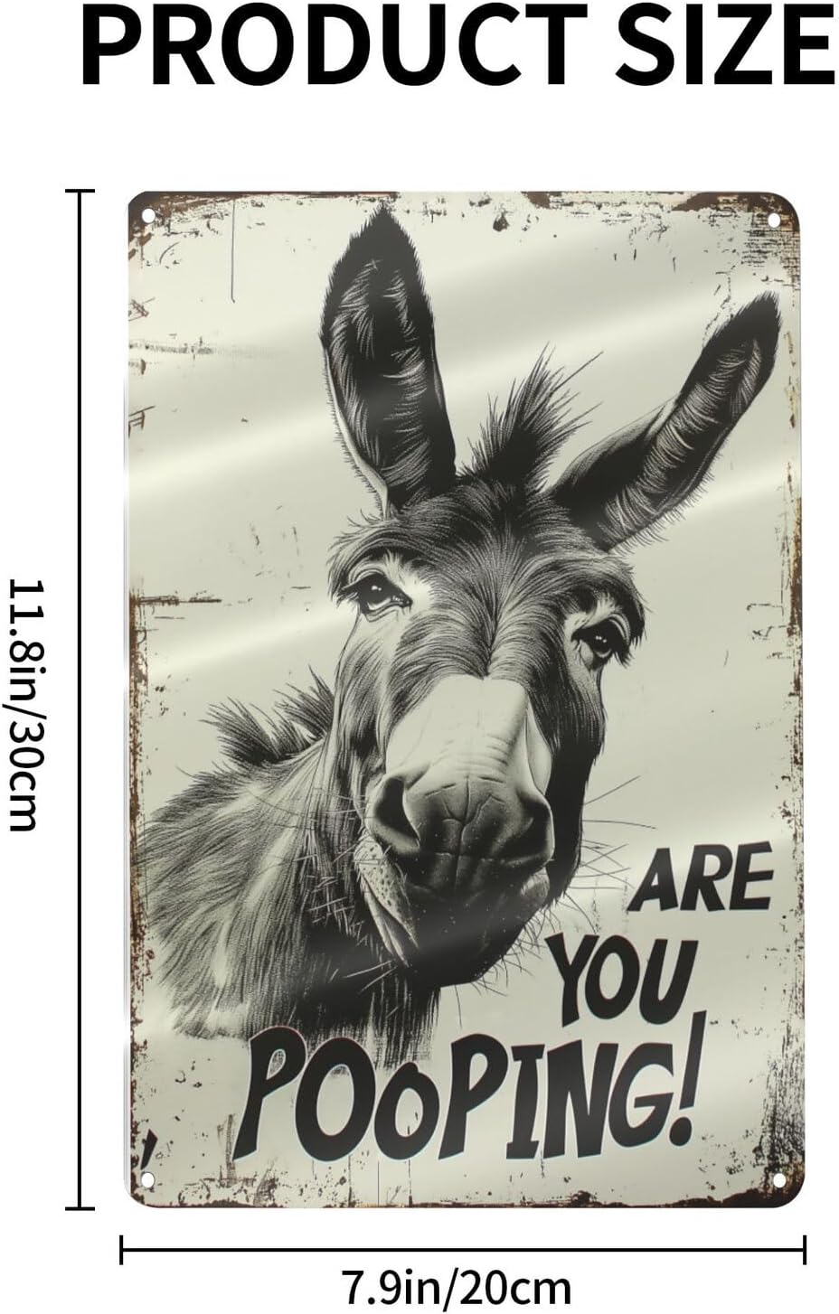 Funny Donkey "Are You Pooping?" Tin Sign - 8x12 Inch Vintage Metal Wall Décor, Humorous Bathroom Sign for Indoor & Outdoor Use, Farmhouse-Style Rustic