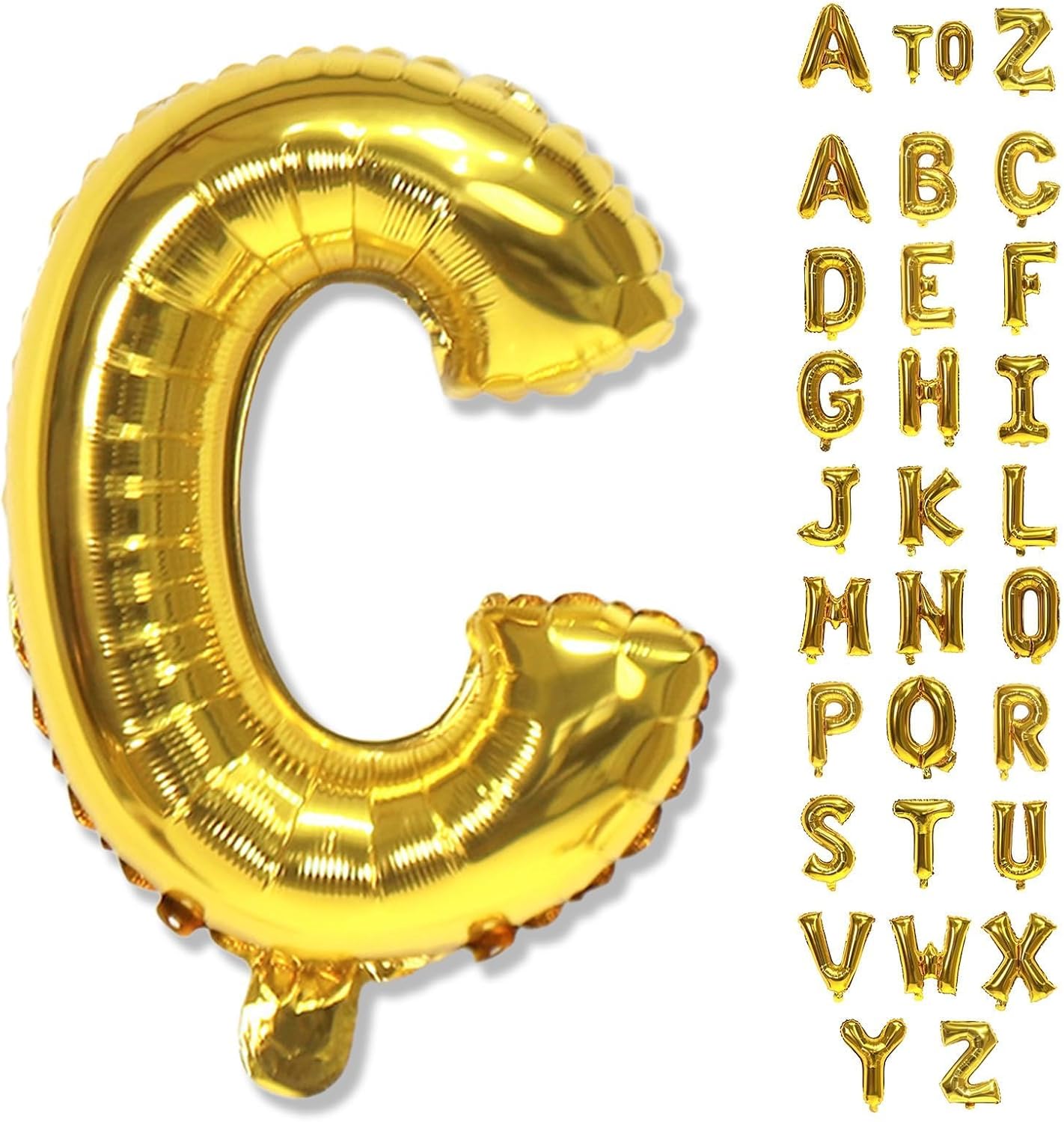 Giant C Alphabet Name Balloon, Gold Self Inflating Custom Letter Balloons Birthday Decor, 40 Inch Helium Mylar Foil Word Balloons Letters for Girls Men Anniversary Party Graduation Decoration Supplies