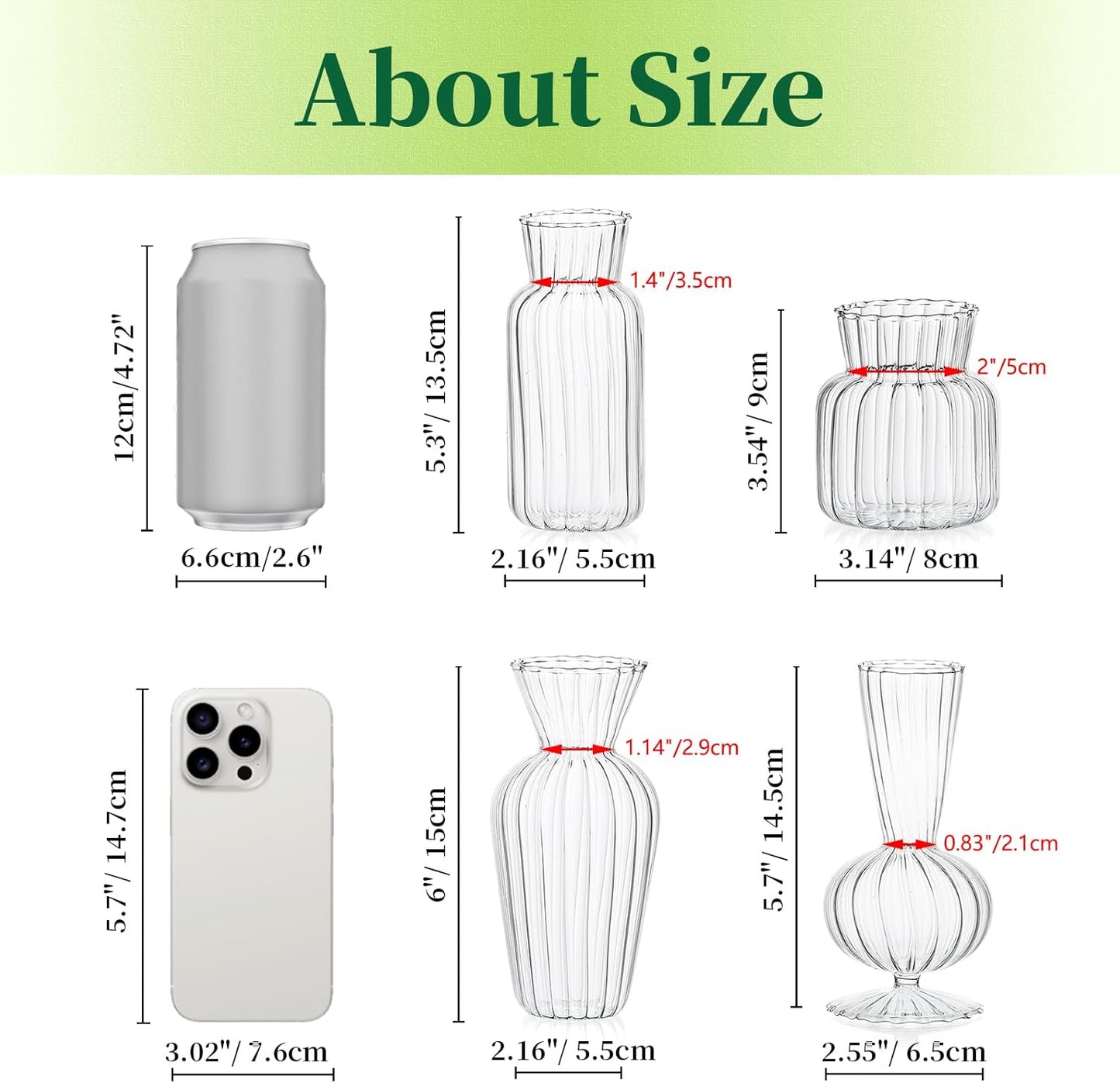 Mini Glass Vases for Centerpieces - Hewory Clear Small Bud Vases in Bulk, Cute Flower Vases Set for Wedding, Home Decoration, Table Decor (Clear, 8)