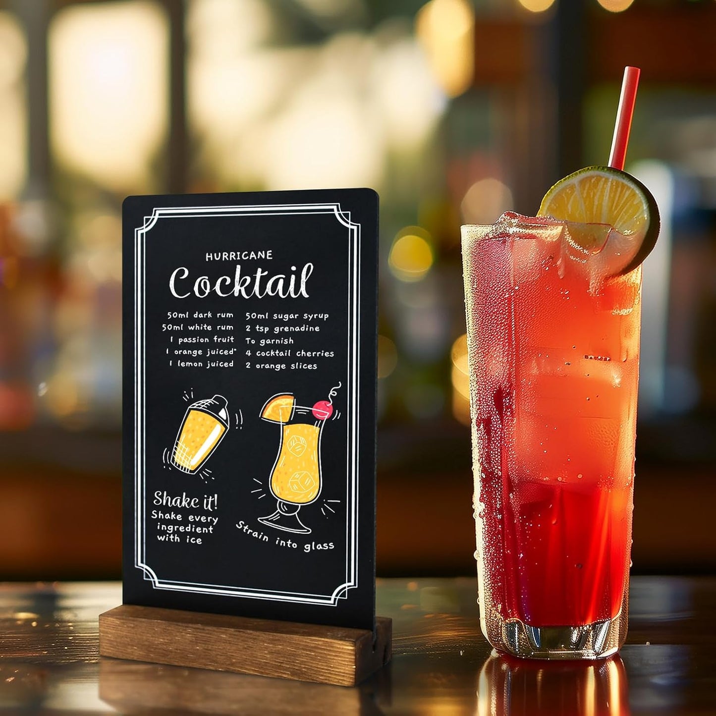 Small Chalkboard Sign with Stand, 8x5'' Table Top Double-Sided Mini Board With Wooden Base for Food Messages, Restaurant, Bar, Party, Store Decoration (1 Pack)