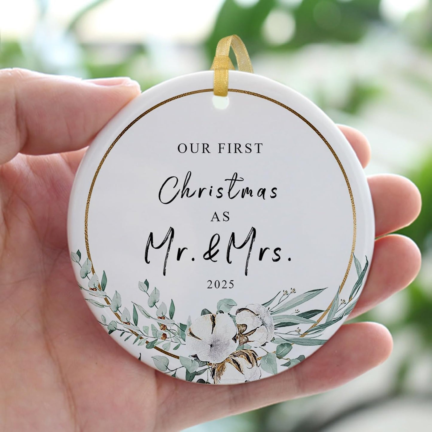 2025 First Christmas Married Ornament,First Year as Mr and Mrs Christmas Hanging Ornament Wedding Decoration for Couple