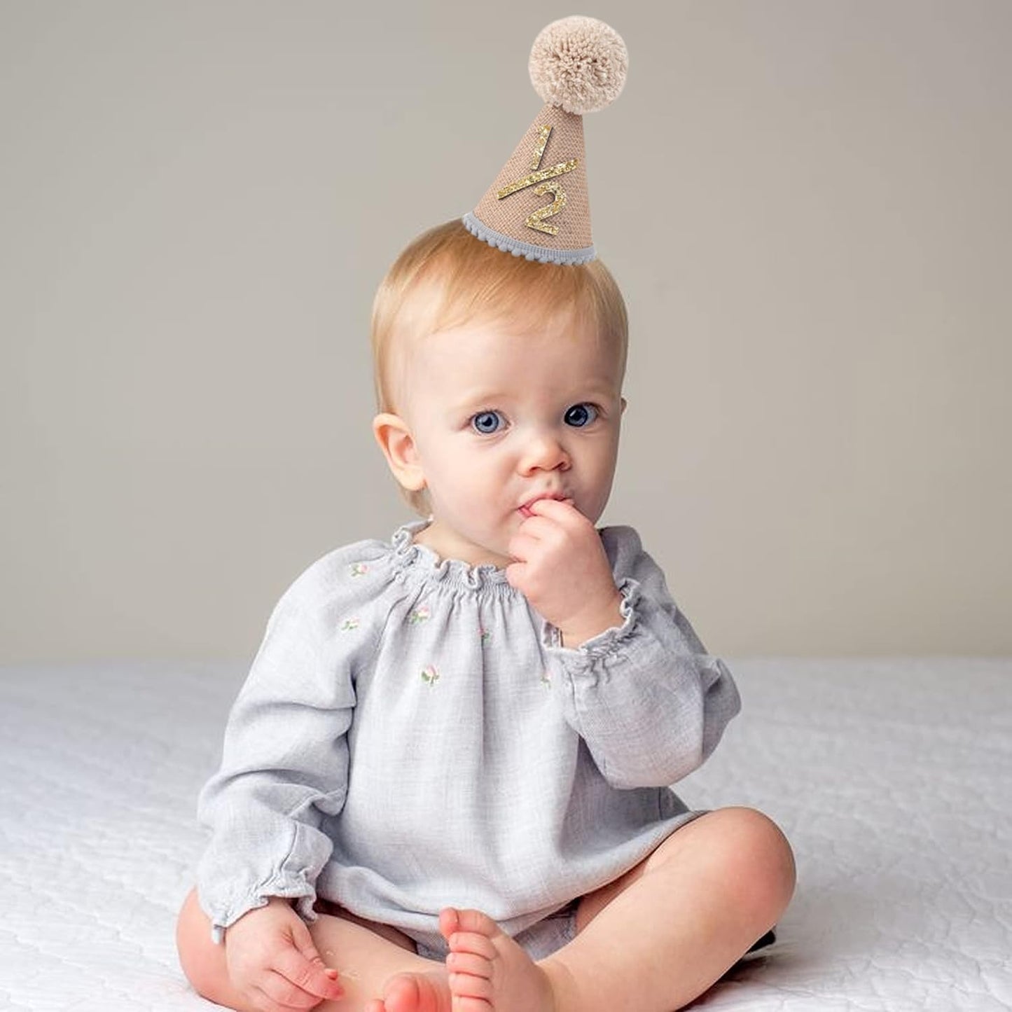 WAOUH Half Birthday Hat - Bow Cake Smash Crown for 6 Month Baby, Mini Photo Prop