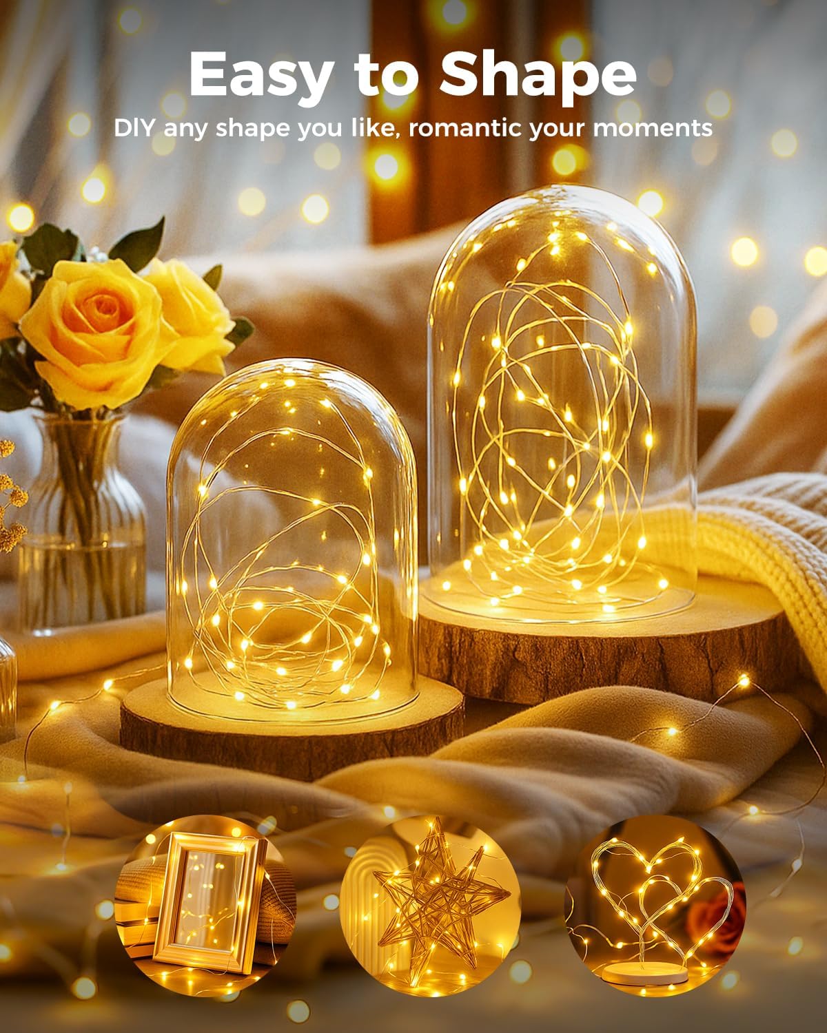 btfarm 6 Pack Fairy Lights Battery Operated, 7FT 20 LED Mini String Lights Waterproof Silver Wire for Mason Jars Centerpiece Table Crafts Bedroom Christmas Decoration, Warm White