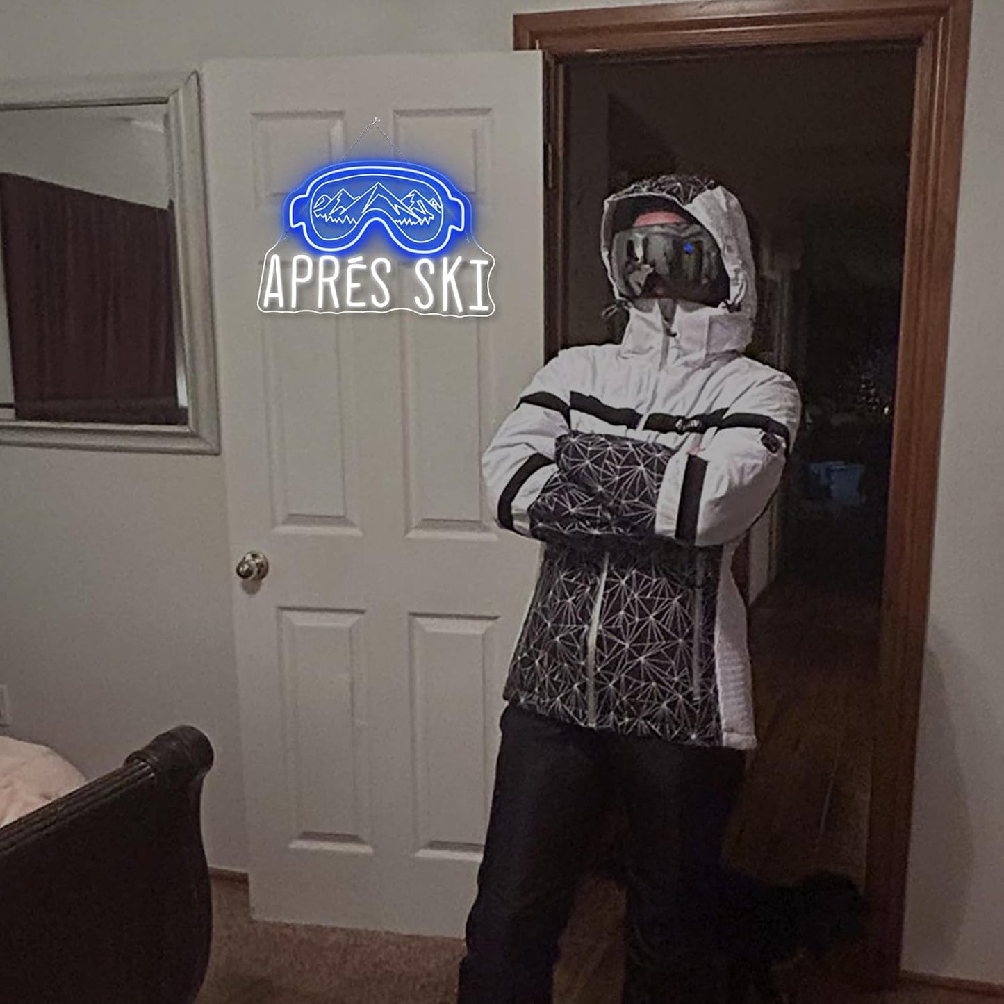 Ski Goggles Neon Sign Skiing Neon Signs for Wall Decor Winter Led Neon Light Sign for Bedroom Skiing Enthusiast Party Snow Equipment Store Shop