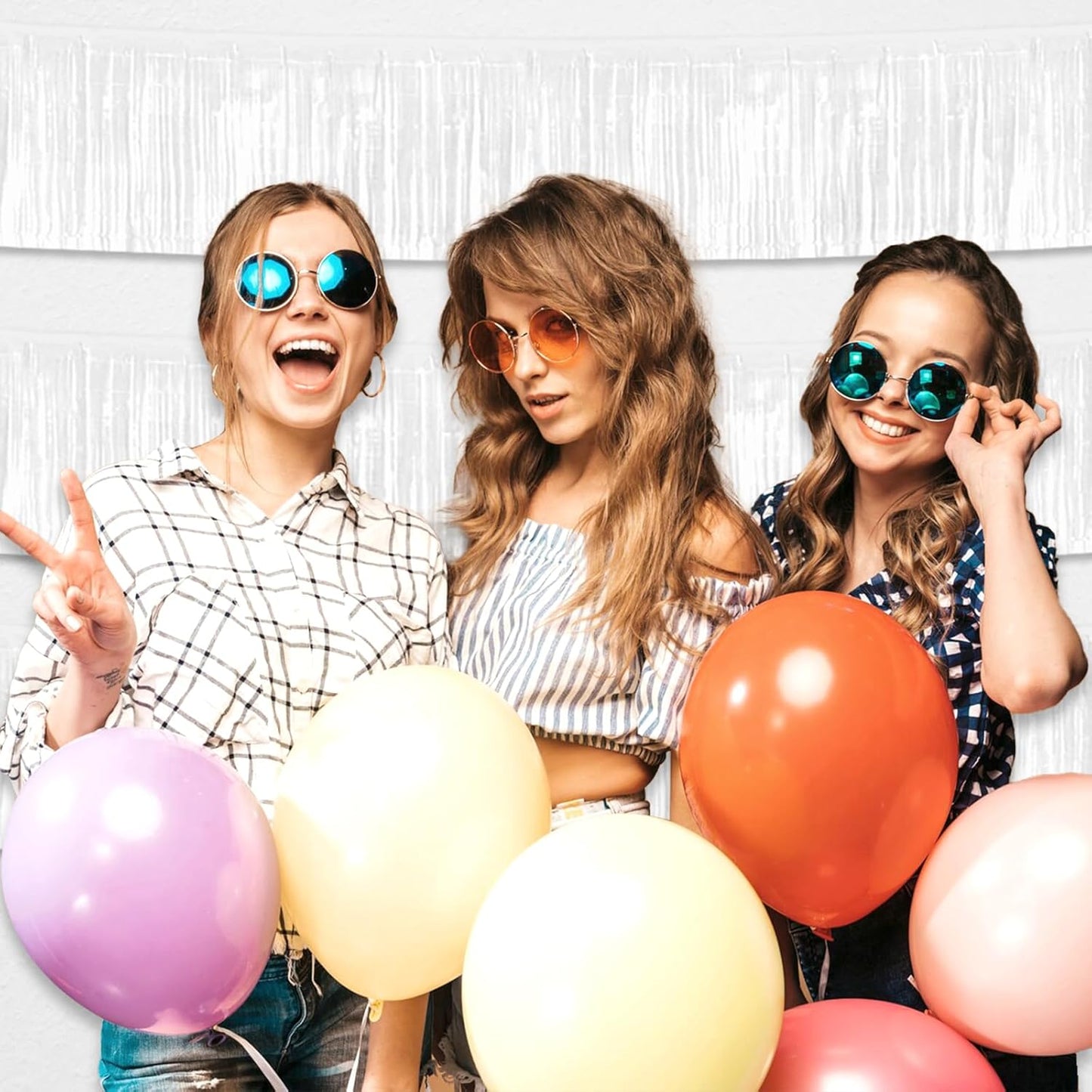 3 Pack 10 Feet White Foil Fringe Garland Metallic Tinsel Streamers Banner Wall Hanging Curtain Backdrop for Parade Floats, Christmas Day, Valentine's Day, Thanksgiving, Birthday Party Decorations