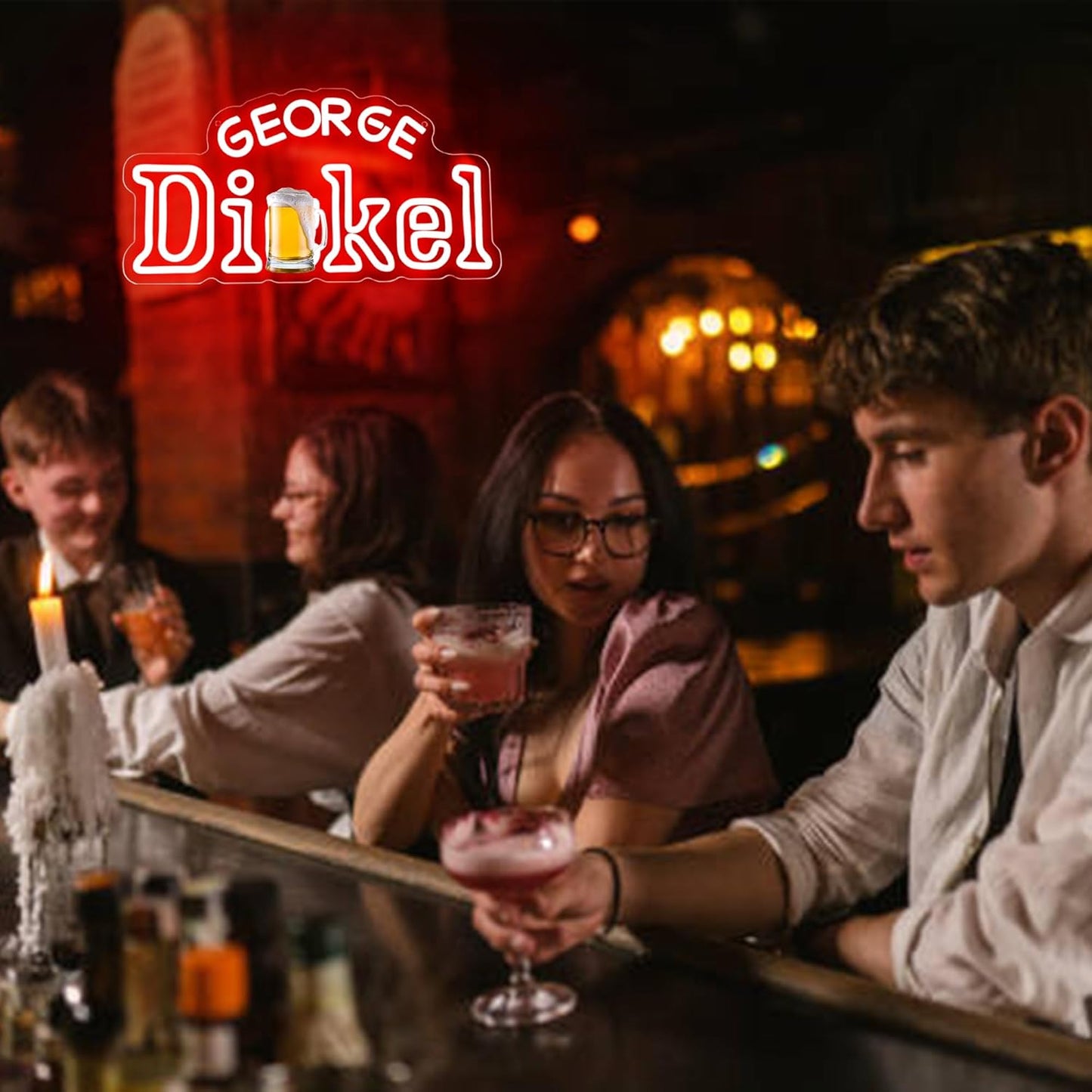 Beer Neon Sign for Wall Decor Bar Signs for Home Bar Lights for Men Bedroom Decor Whiskey LED Neon Sign for Man Cave Pub Store Party Club Game Room Decoration Gifts for Men Size16.1 * 8.3in(JTD243)