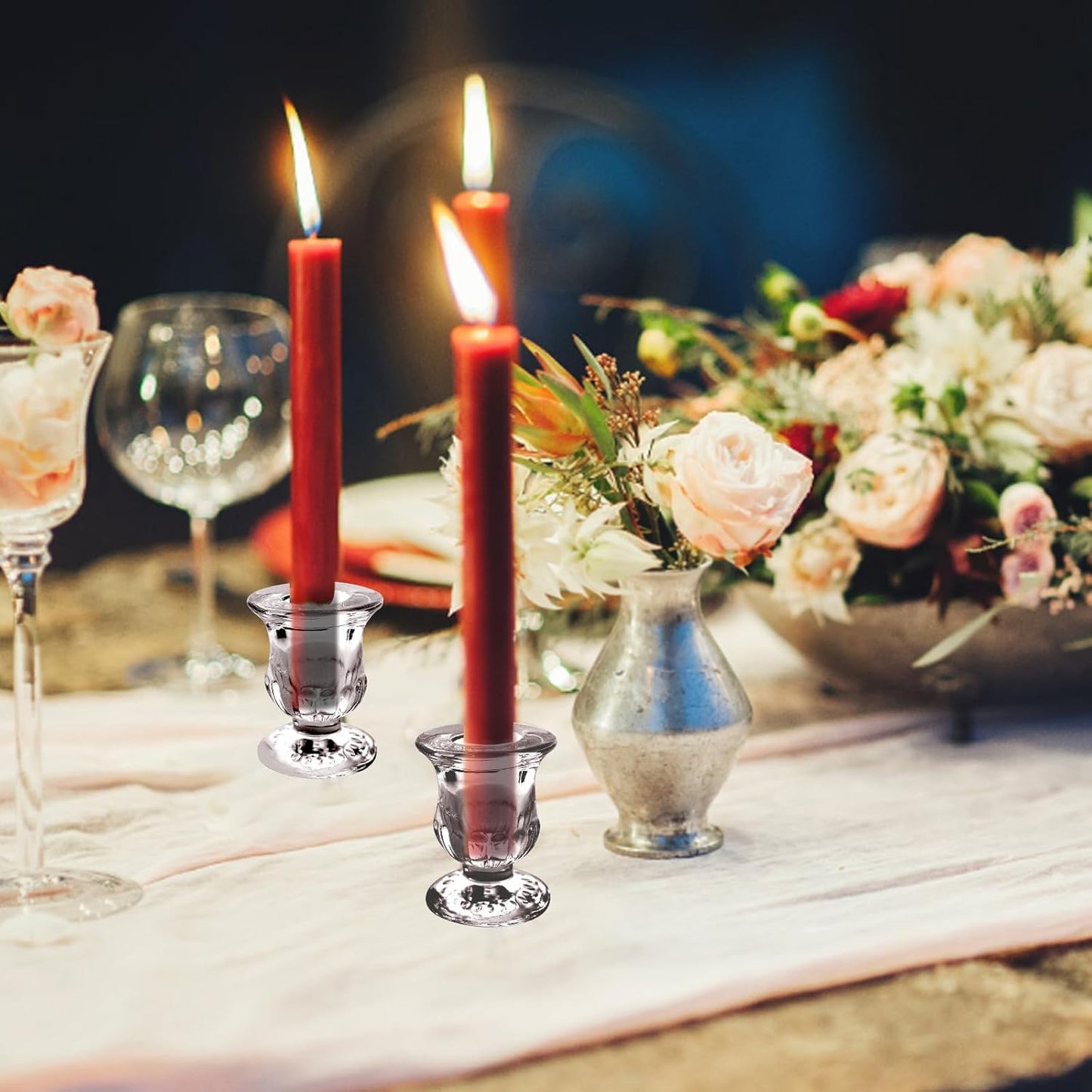 36 Pcs Candlestick Holders 2 Style Taper Candle Holders Bulk Small Glass Candle Holder for Wedding Table Centerpiece Home Party Decor