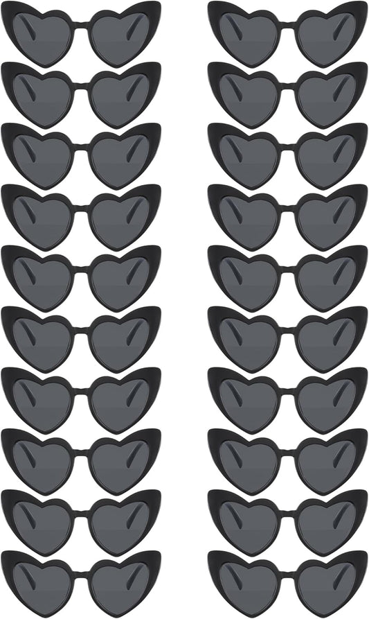 Flutesan 20 Pairs Retro Heart Sunglasses Vintage Cat Eye Heart Glasses Women Bachelorette Bride Sunglasses Bulk