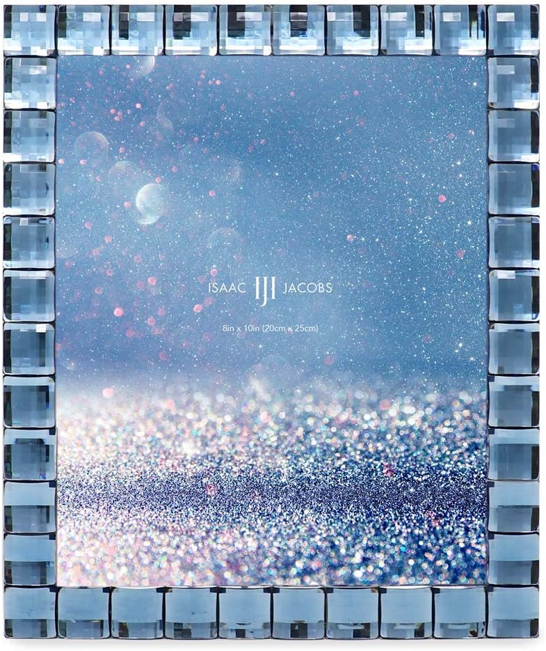 Isaac Jacobs Decorative Sparkling Navy Jewel Picture Frame, Photo Display & Home Décor (8x10, Navy)