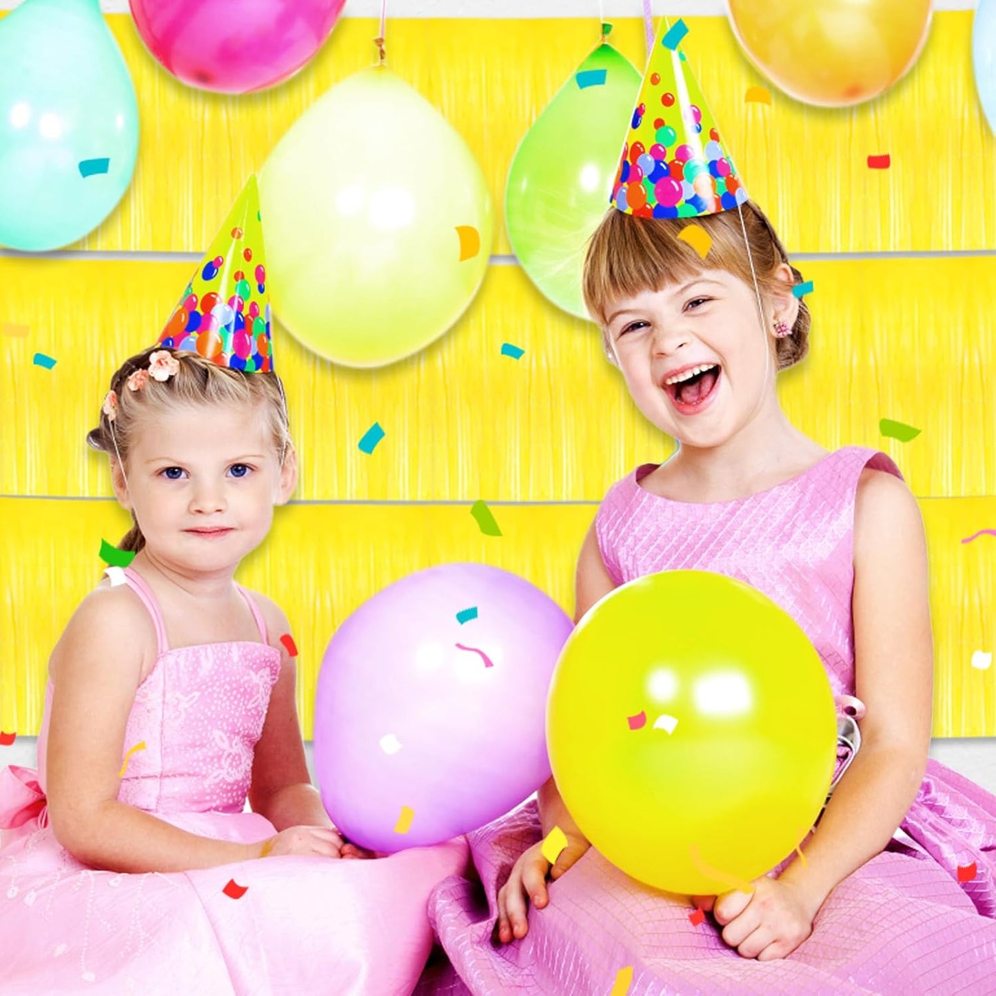 3 Pack 10 Long Yellow Metallic Foil Fringe Garland Wall Hanging Tassle Banner, Mother's Day, Easter, Parade Floats, Birthday, Theme Party, Wedding Party Decorations