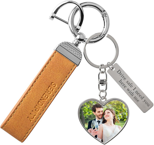 Double Side Custom Keychain with Picture Personalized Engraving Photo Text Customized Gifts for Men Women