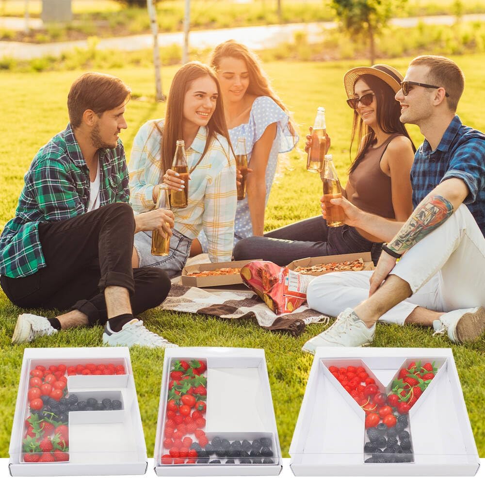 12" Fillable Cardboard Letter Charcuterie Gift Cupcake Box With Cover Sweets Packaging (F)