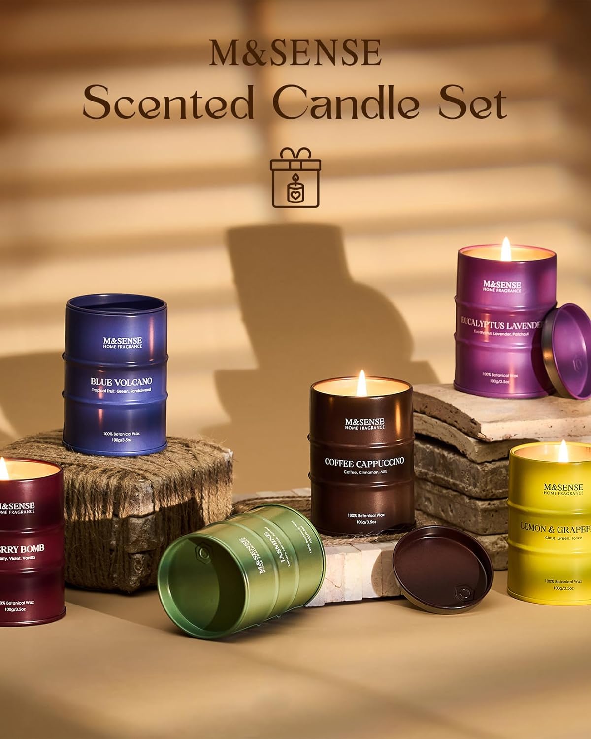 Fall Candle Gift Set | Mini Scented Candles Set|6 Pack Candles for Home Scented,Lemon Grapefruit Eucalyptus Lavender Jasmine Coffee Cherry Candle,Gift Set for Women and Men,Soy Wax 21 oz 105 Hour