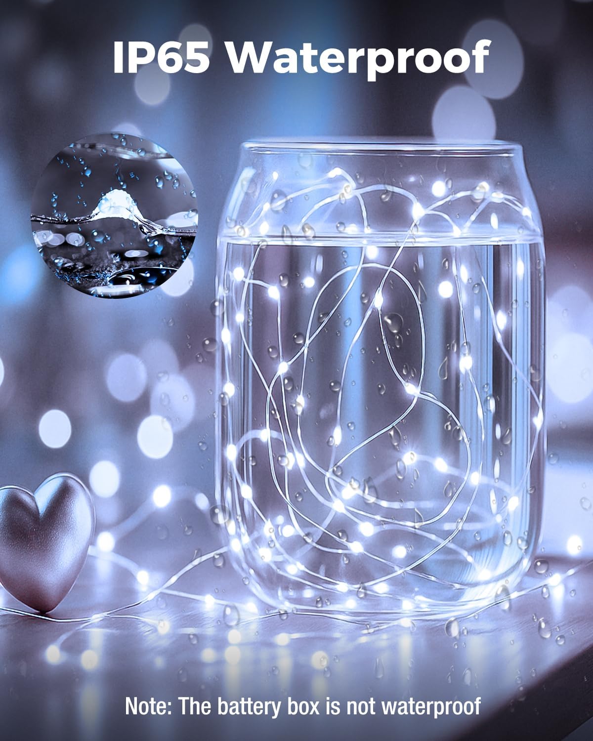 btfarm 6 Pack Fairy Lights Battery Operated, 7FT 20 LED Mini String Lights Waterproof Silver Wire for Mason Jars Centerpiece Table Crafts Bedroom Christmas Decoration, Cool White