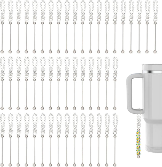 FREEBLOSS 50 Set DIY Beaded Cup Charms for Wine Glasses Party Drink Markers with Secure Clasp Personalized Decorative Mug charms