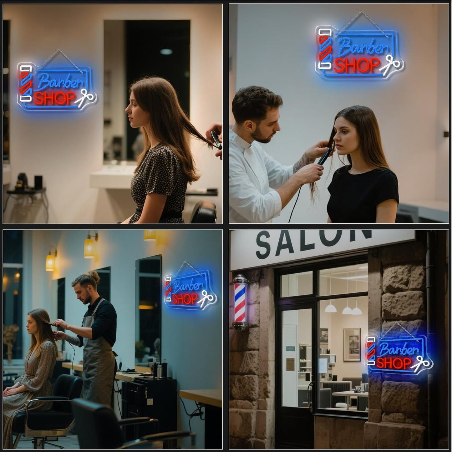 Looklight Barber Shop Neon Sign Dimmable Barber Pole Led Signs for Wall Decor Salon Station Neon Light Sign for Pole Hair Salon Accessories Business Store Supplies Usb Powered 14.56"X8.66"
