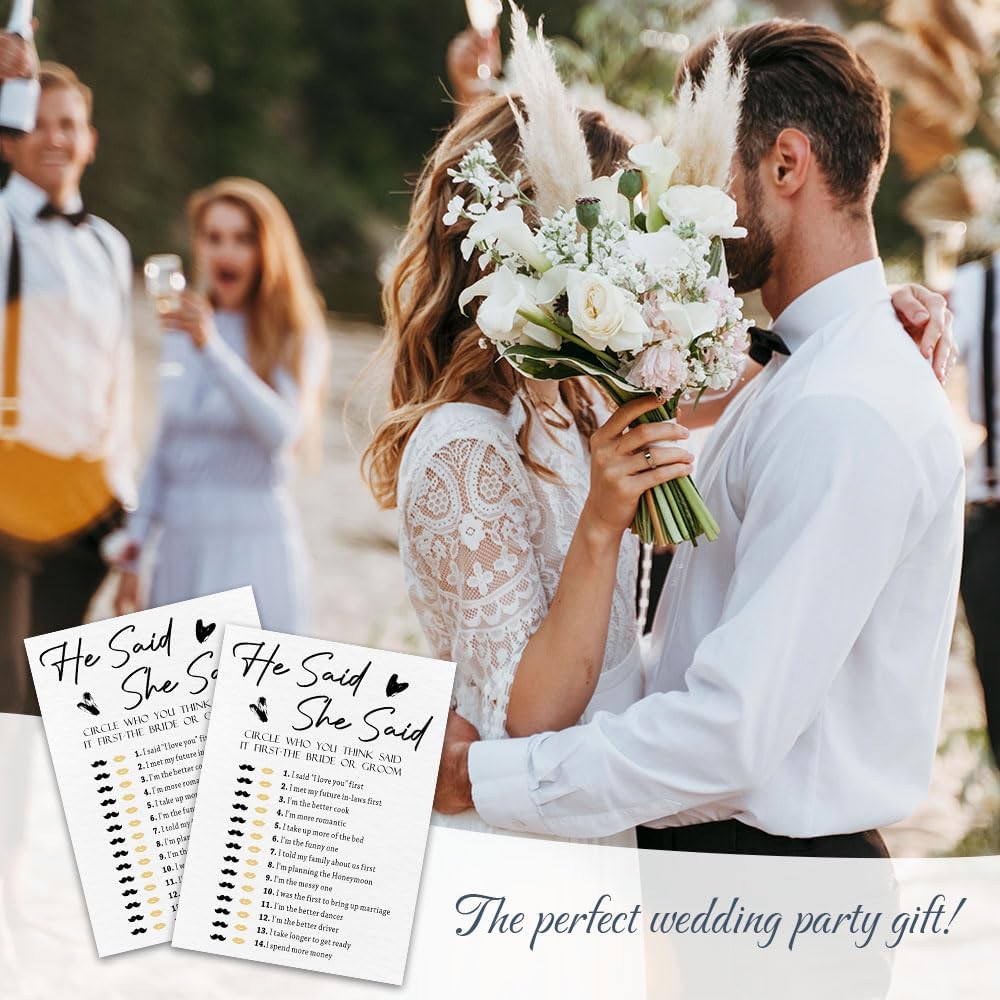 30 Minimalism Game Cards - He Said? She Said - Bridal Shower, Engagement, Mr & Mrs, Newlyweds, Wedding Games, Party Activities & Supplies - B08 White