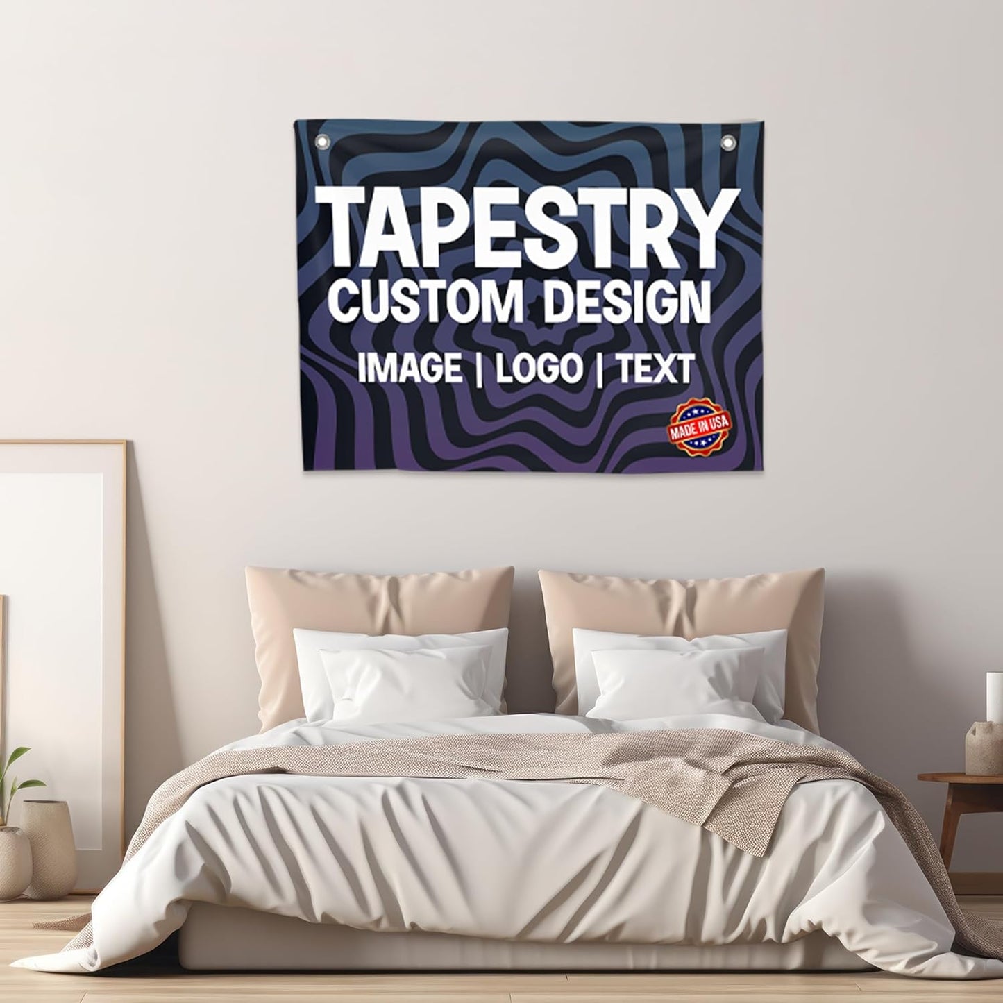 Personalized Tapestry by DreamController | Custom Wall Hanging for Home & Events | Add Your Photo, Text, or Logo | HD Printed Fabric | Made in the USA